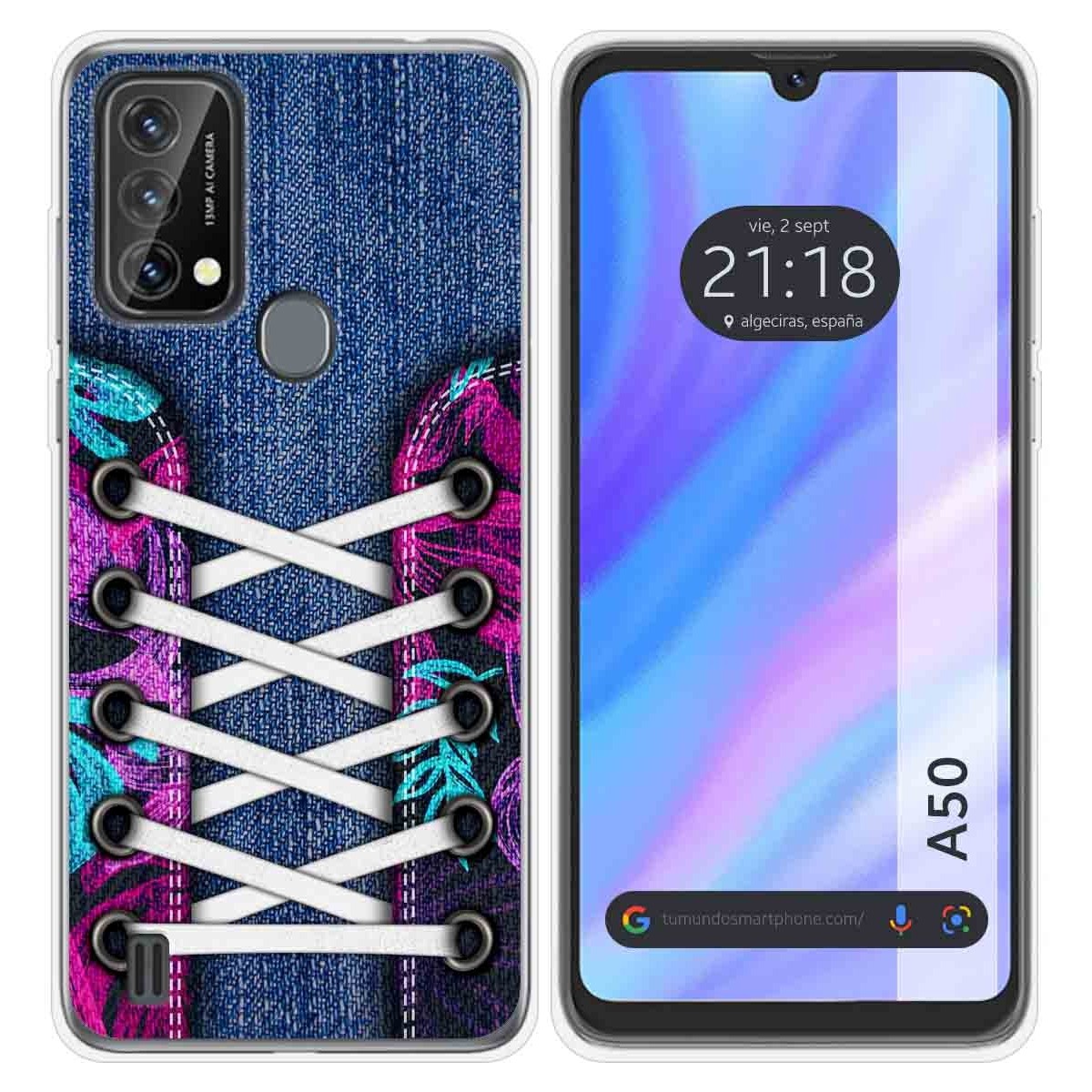 Funda Silicona Transparente para Blackview A50 diseño Zapatillas 06 Dibujos