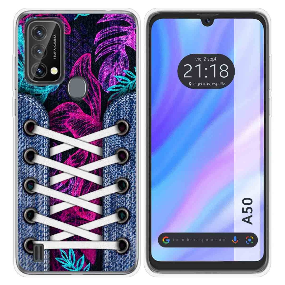 Funda Silicona Transparente para Blackview A50 diseño Zapatillas 07 Dibujos