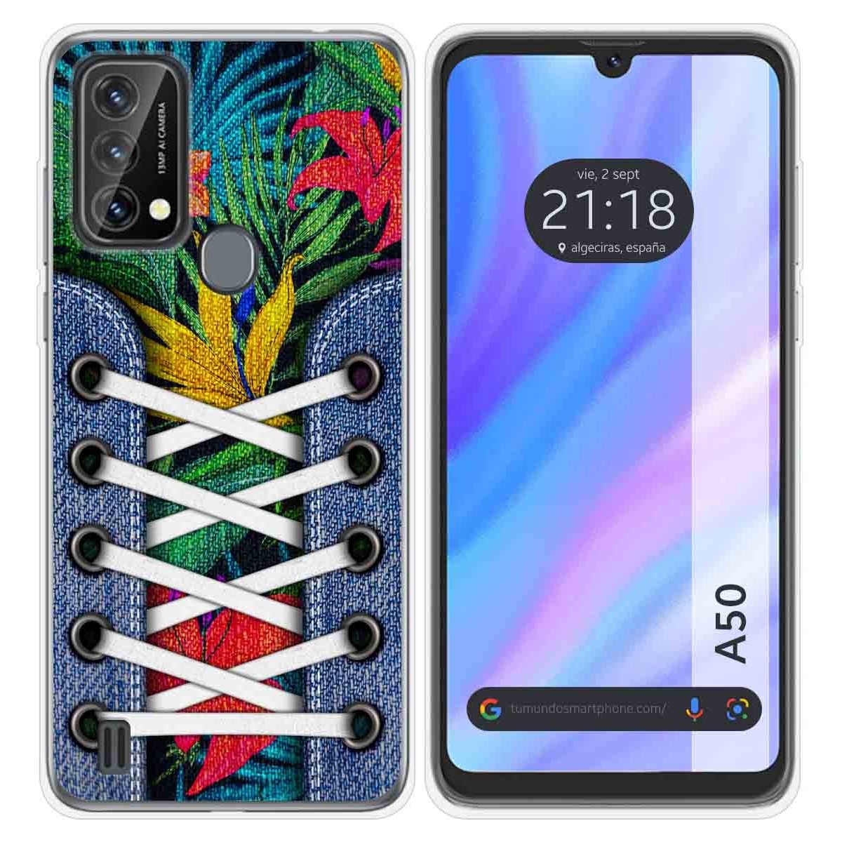 Funda Silicona Transparente para Blackview A50 diseño Zapatillas 12 Dibujos