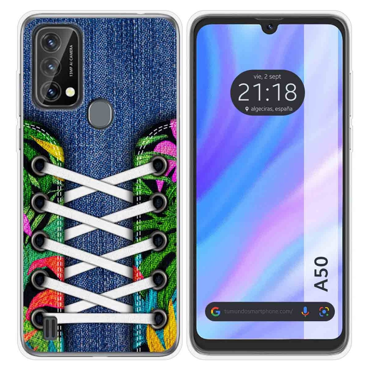 Funda Silicona Transparente para Blackview A50 diseño Zapatillas 13 Dibujos