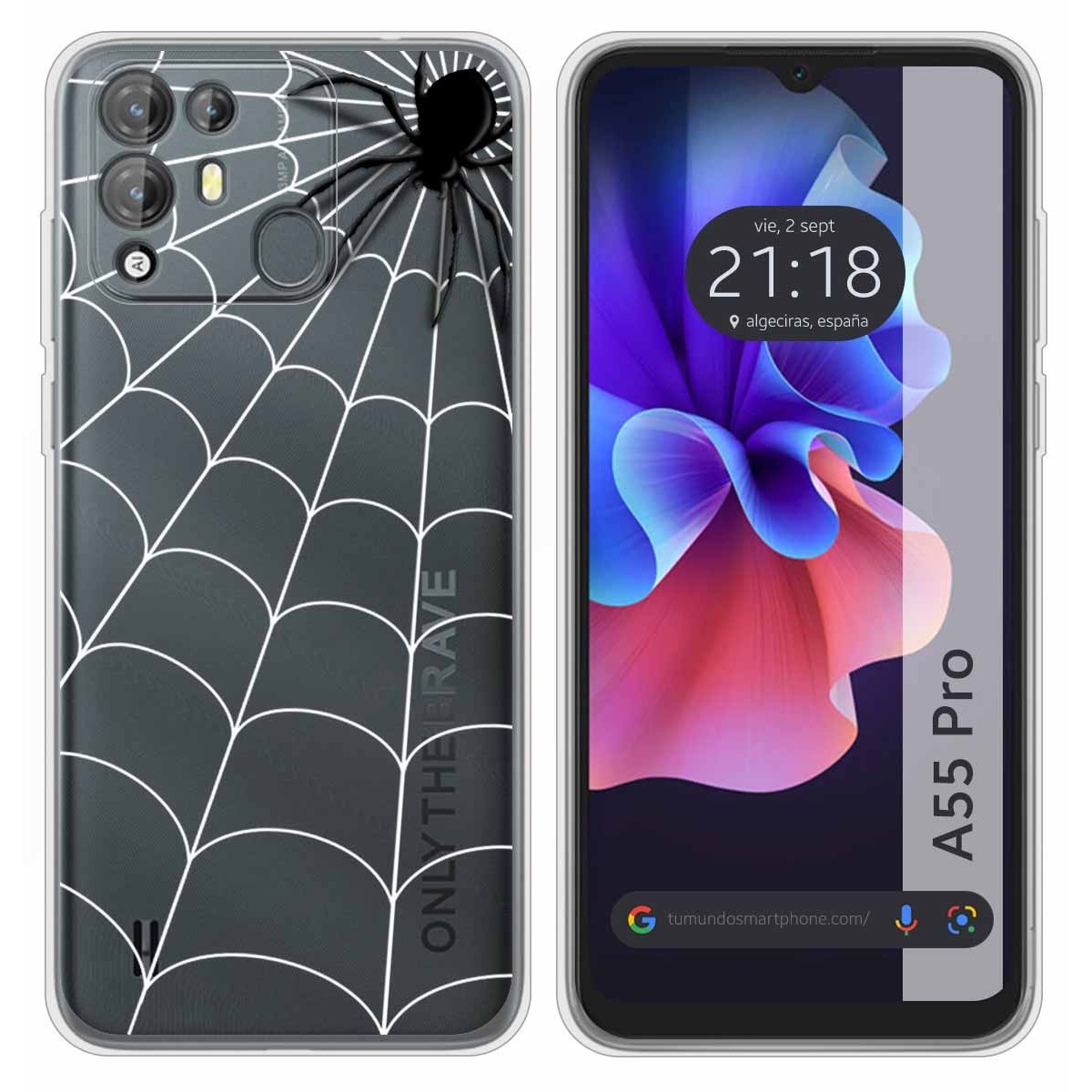 Funda Silicona Transparente para Blackview A55 Pro diseño Araña Dibujos