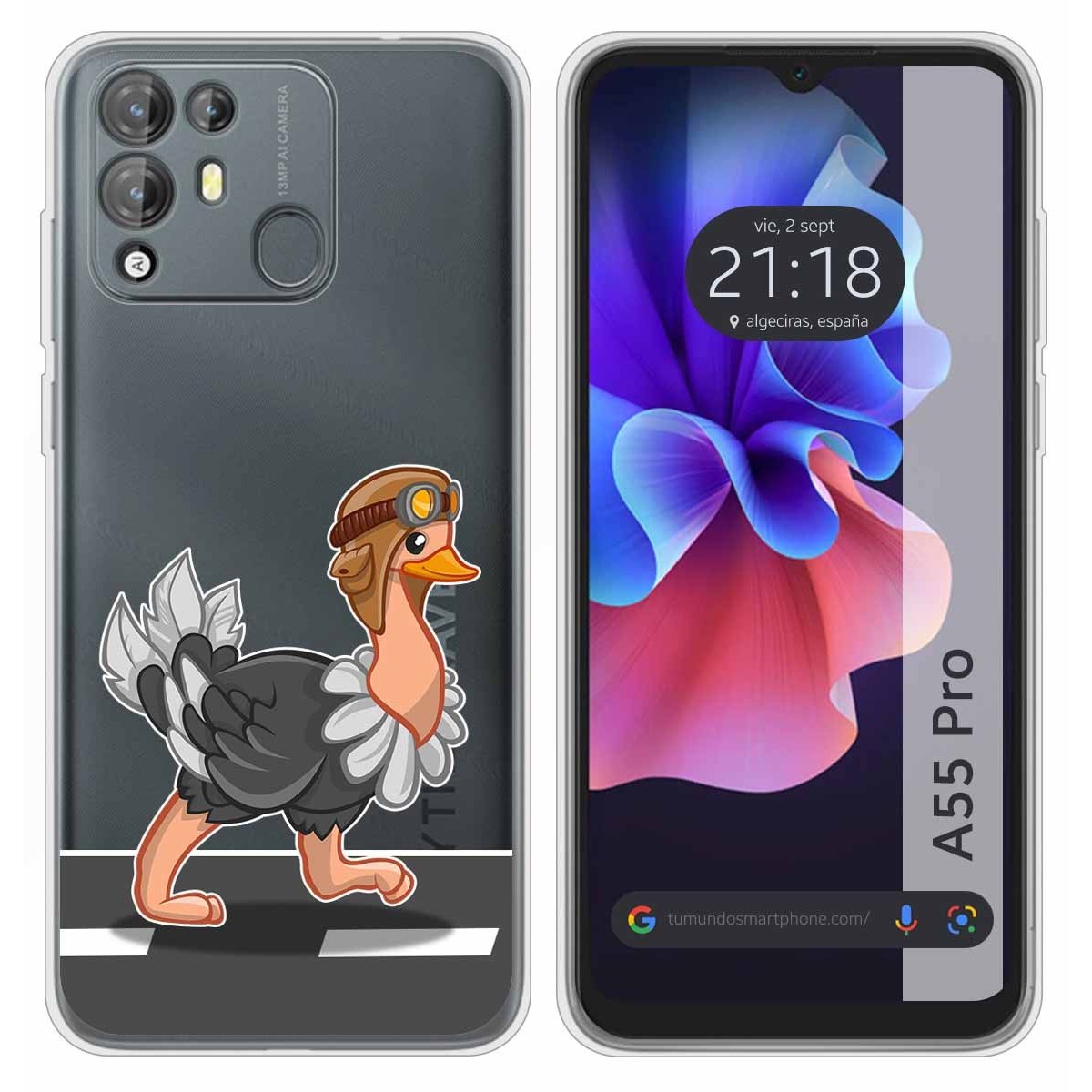 Funda Silicona Transparente para Blackview A55 Pro diseño Avestruz Dibujos