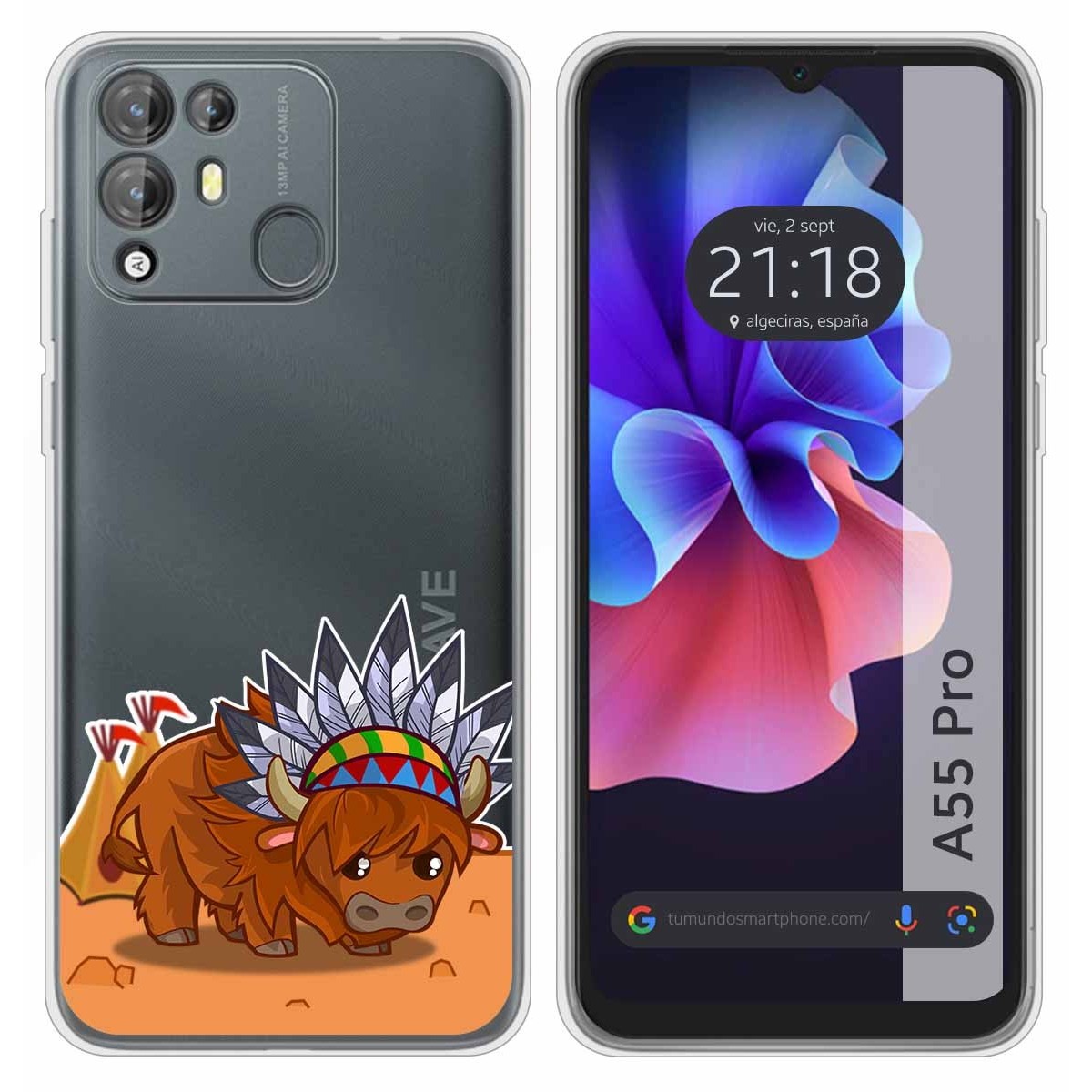 Funda Silicona Transparente para Blackview A55 Pro diseño Bufalo Dibujos