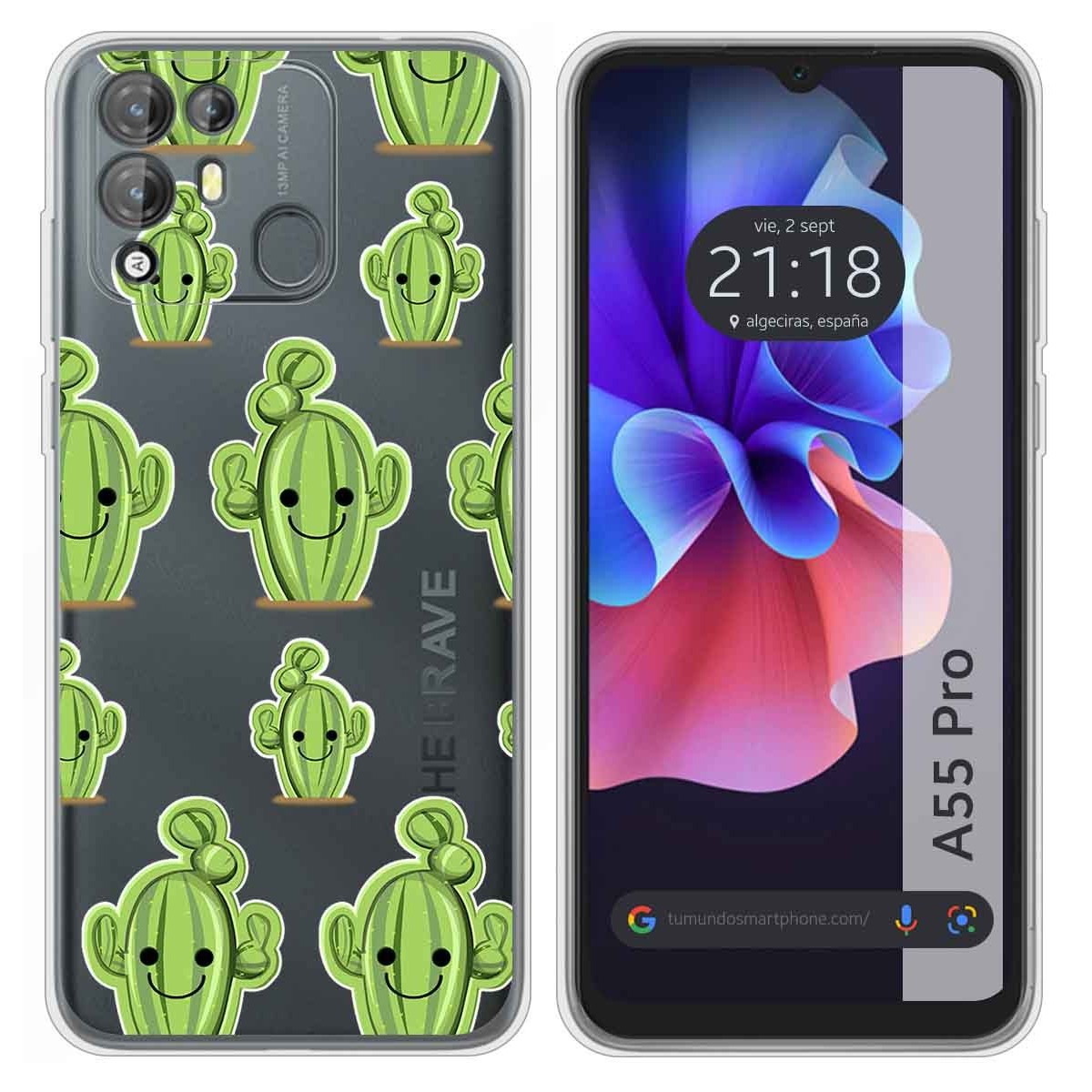 Funda Silicona Transparente para Blackview A55 Pro diseño Cactus Dibujos