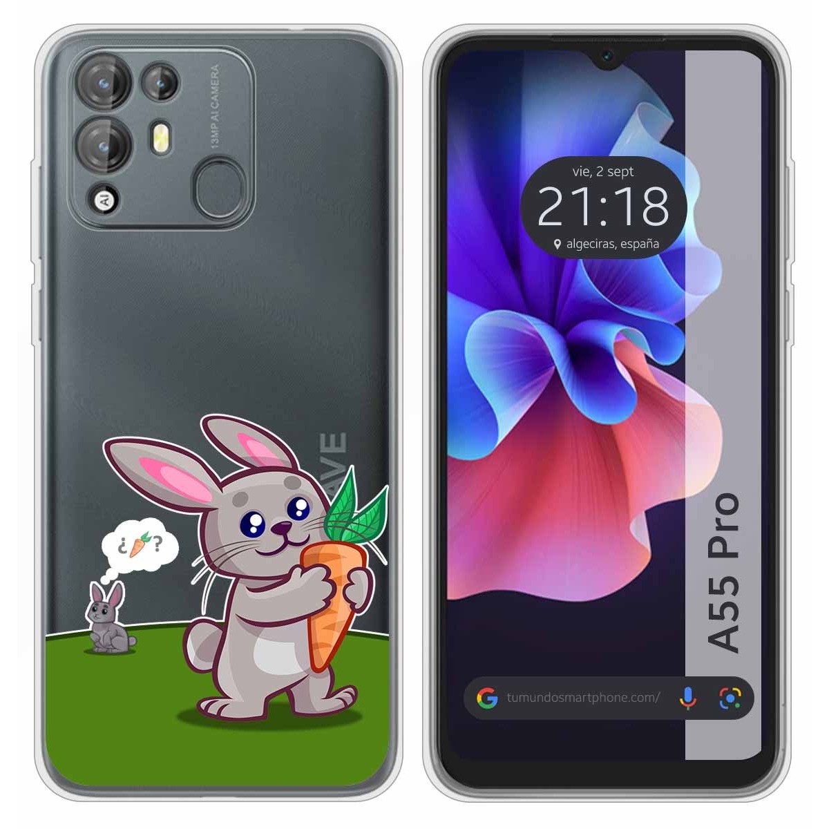 Funda Silicona Transparente para Blackview A55 Pro diseño Conejo Dibujos
