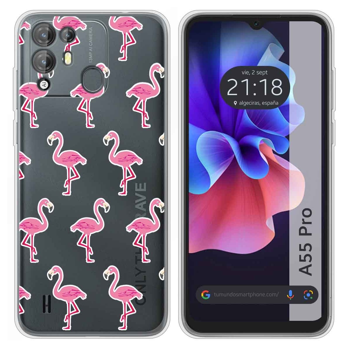 Funda Silicona Transparente para Blackview A55 Pro diseño Flamenco Dibujos