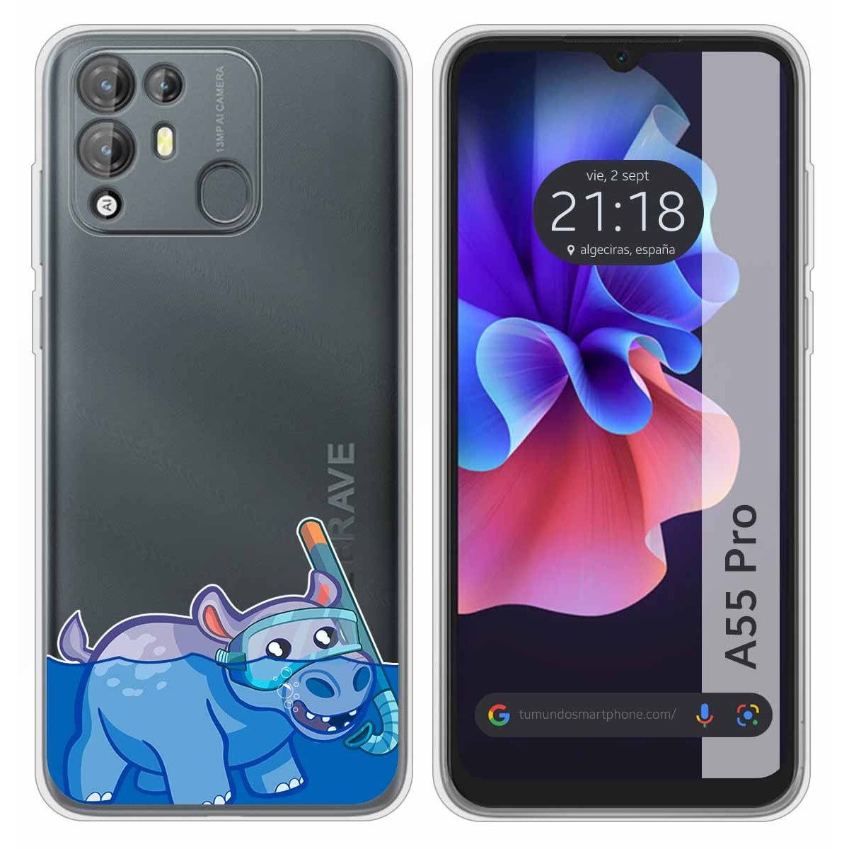 Funda Silicona Transparente para Blackview A55 Pro diseño Hipo Dibujos