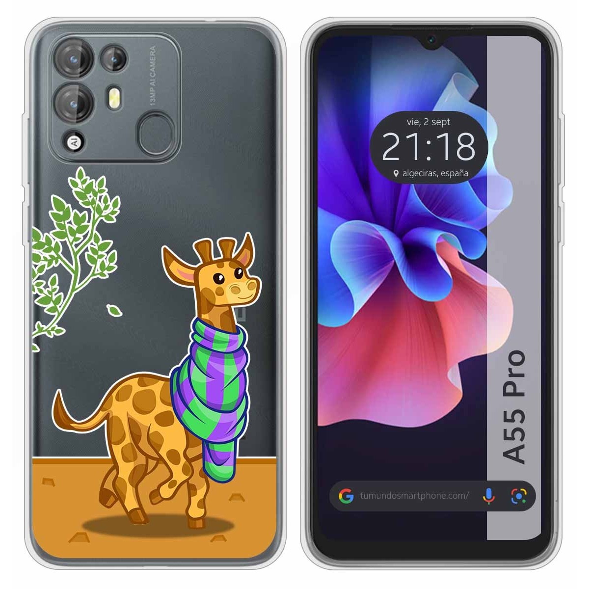 Funda Silicona Transparente para Blackview A55 Pro diseño Jirafa Dibujos