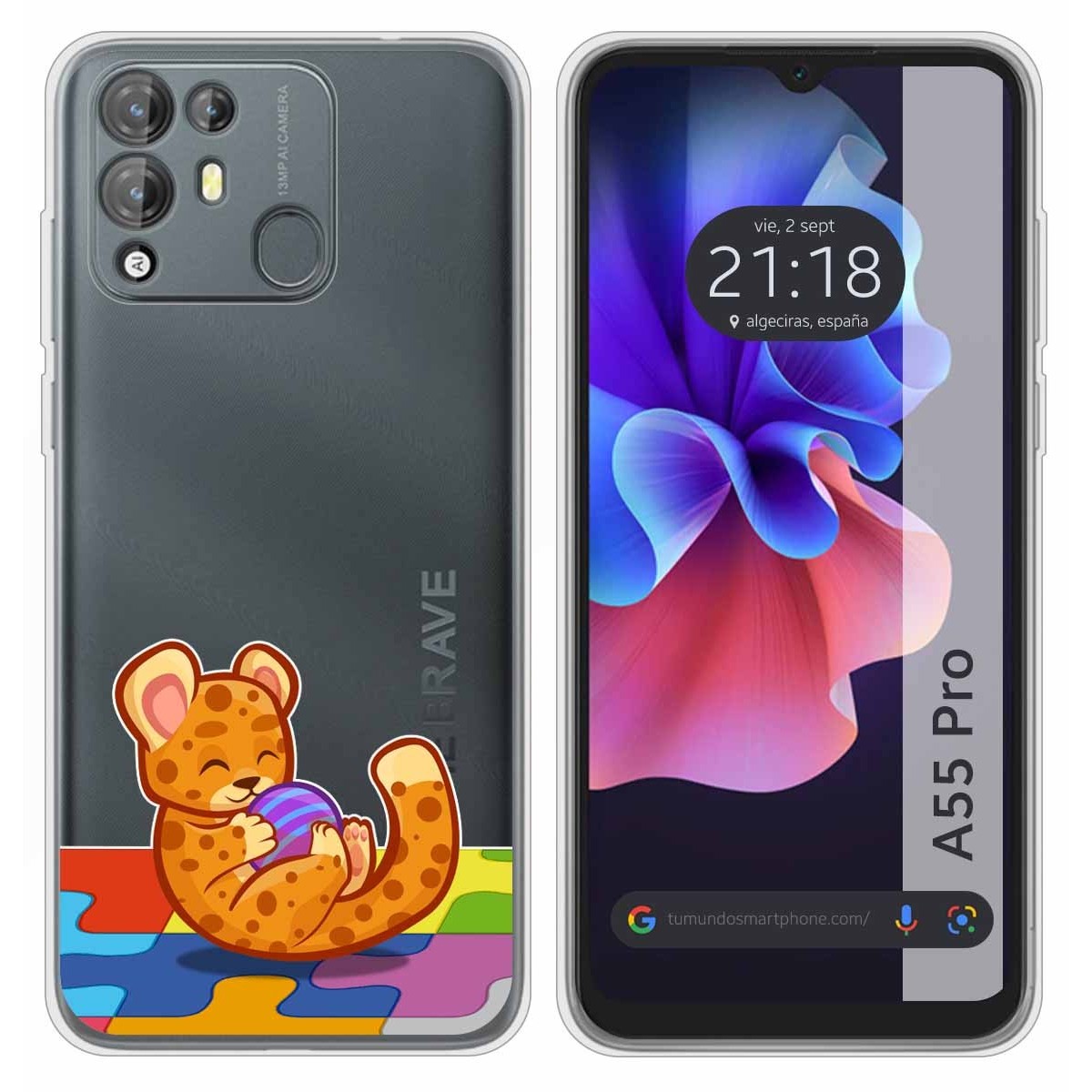 Funda Silicona Transparente para Blackview A55 Pro diseño Leopardo Dibujos