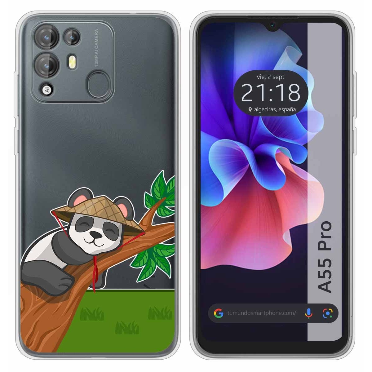 Funda Silicona Transparente para Blackview A55 Pro diseño Panda Dibujos