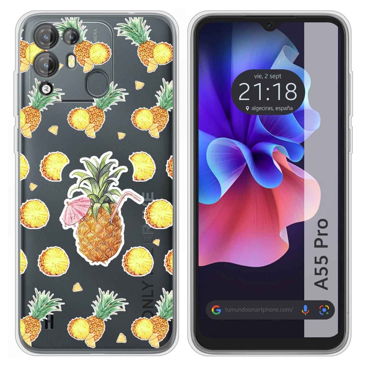 Funda Silicona Transparente para Blackview A55 Pro diseño Piña Dibujos