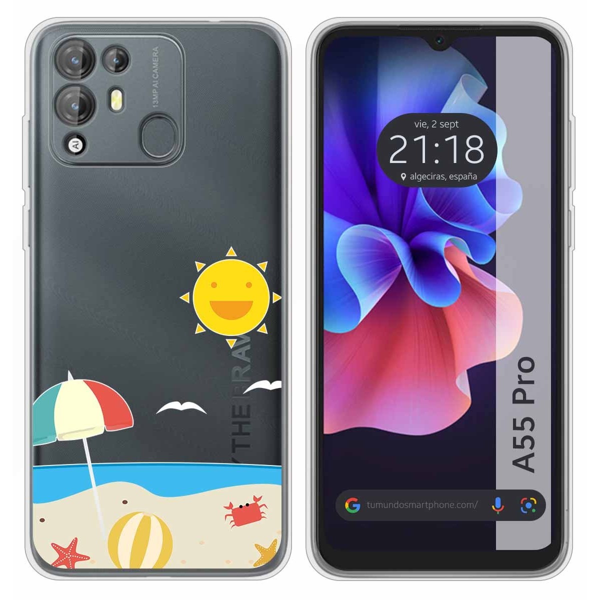 Funda Silicona Transparente para Blackview A55 Pro diseño Playa Dibujos