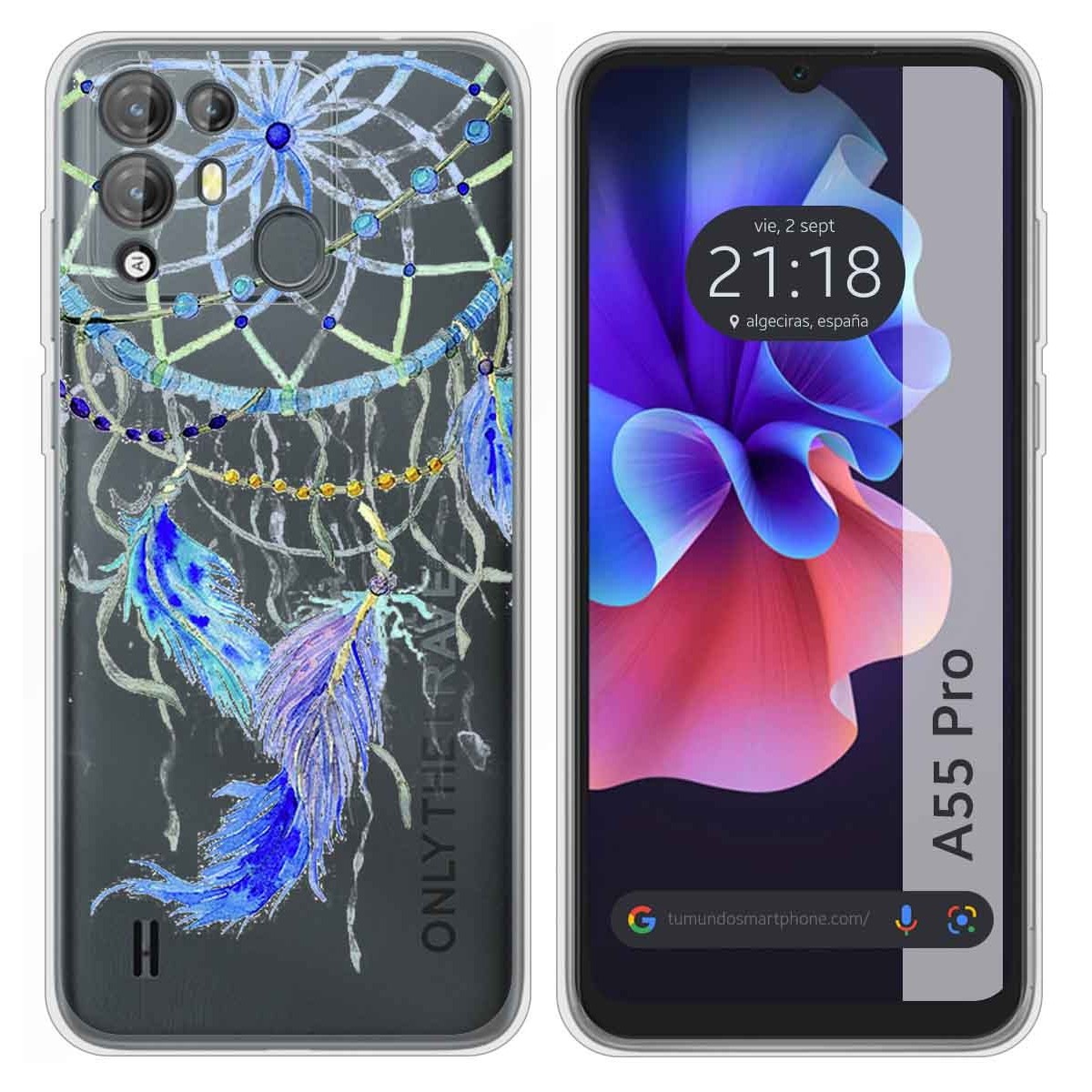 Funda Silicona Transparente para Blackview A55 Pro diseño Plumas Dibujos