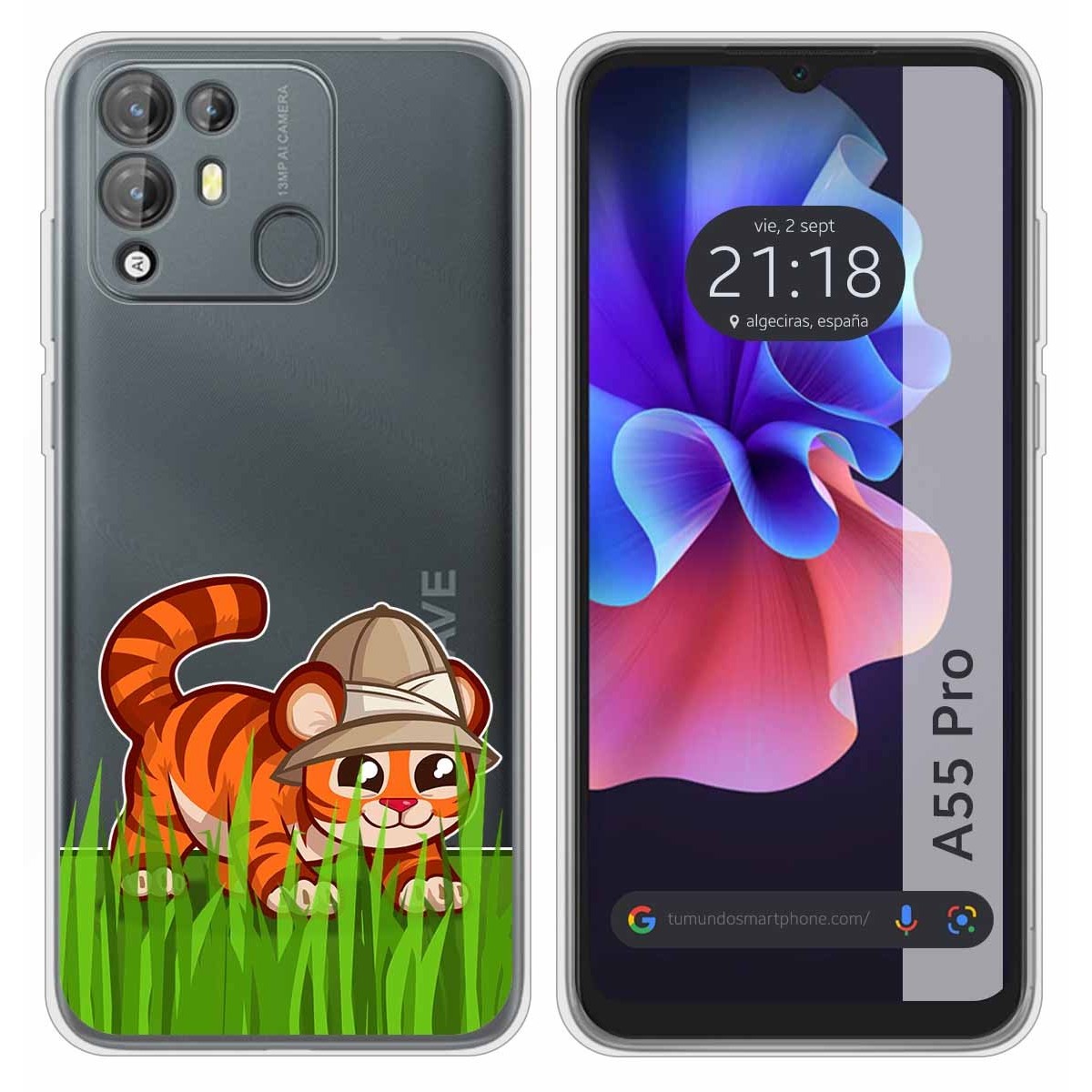 Funda Silicona Transparente para Blackview A55 Pro diseño Tigre Dibujos