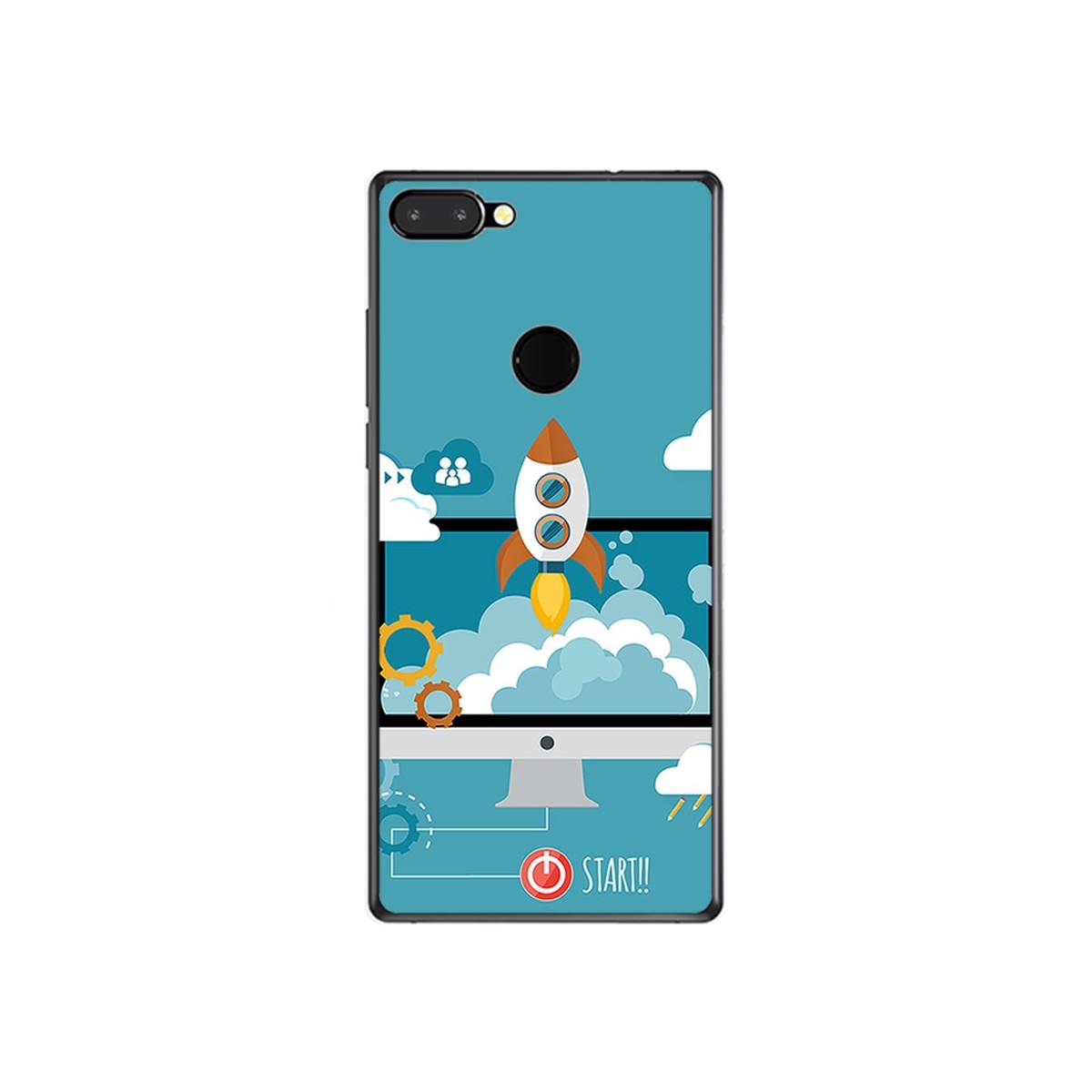 Funda Gel Tpu para Vernee Mix 2 Diseño Cohete Dibujos