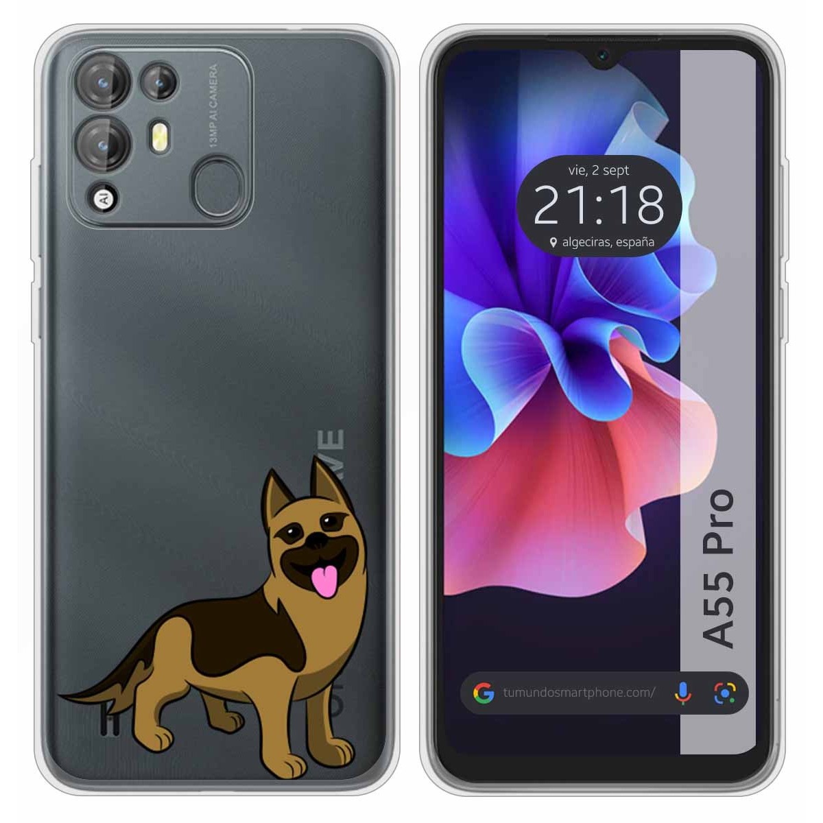 Funda Silicona Transparente para Blackview A55 Pro diseño Perros 03 Dibujos