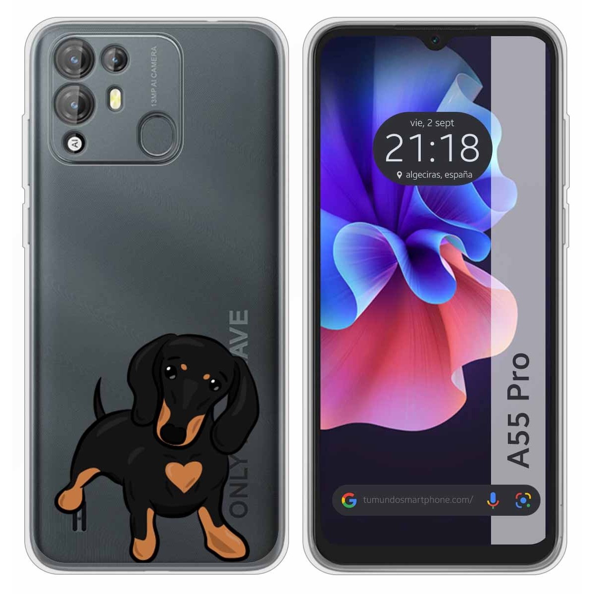 Funda Silicona Transparente para Blackview A55 Pro diseño Perros 04 Dibujos