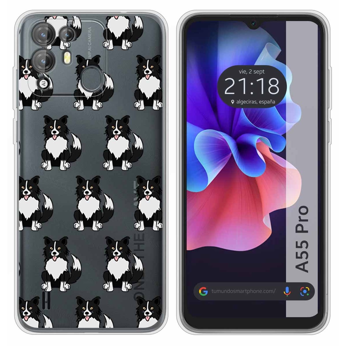 Funda Silicona Transparente para Blackview A55 Pro diseño Perros 07 Dibujos