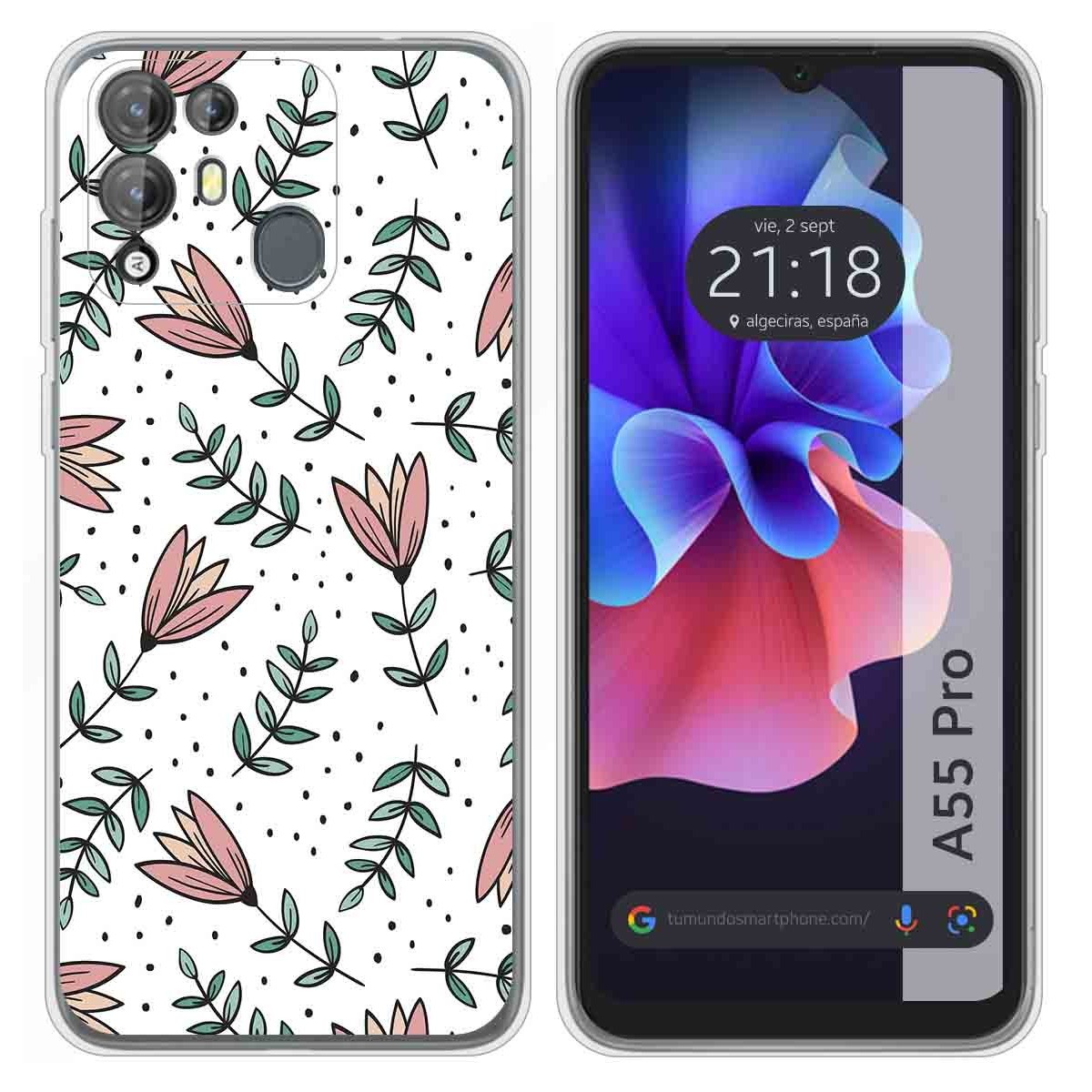 Funda Silicona Transparente para Blackview A55 Pro diseño Flores 01 Dibujos