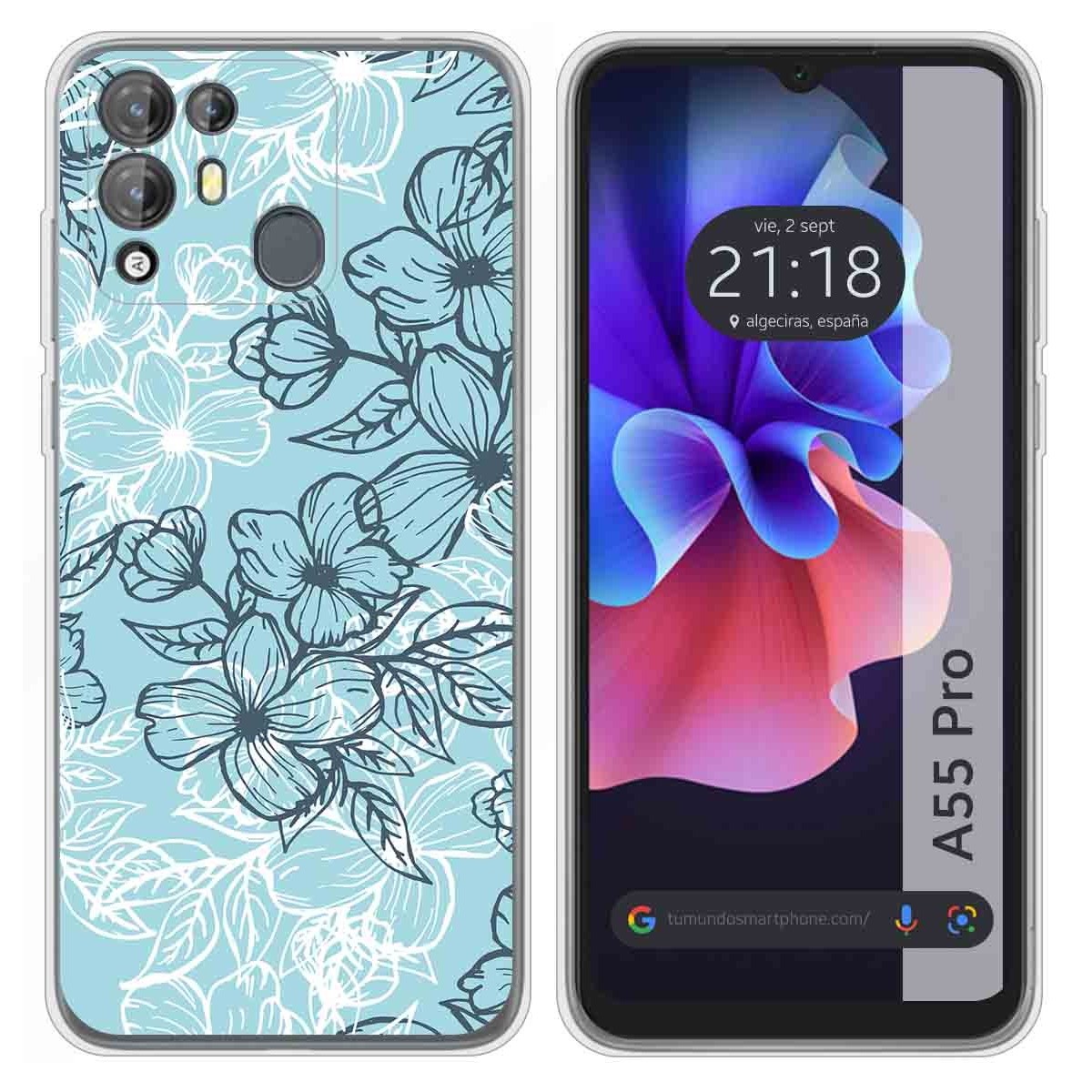Funda Silicona Transparente para Blackview A55 Pro diseño Flores 03 Dibujos