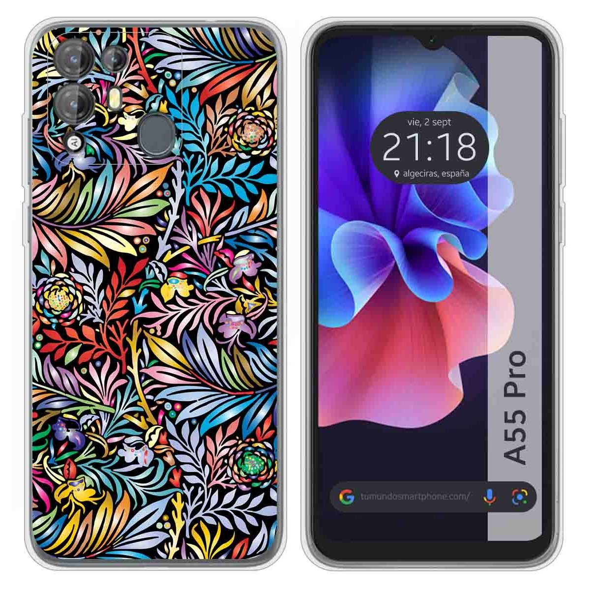 Funda Silicona Transparente para Blackview A55 Pro diseño Flores 04 Dibujos
