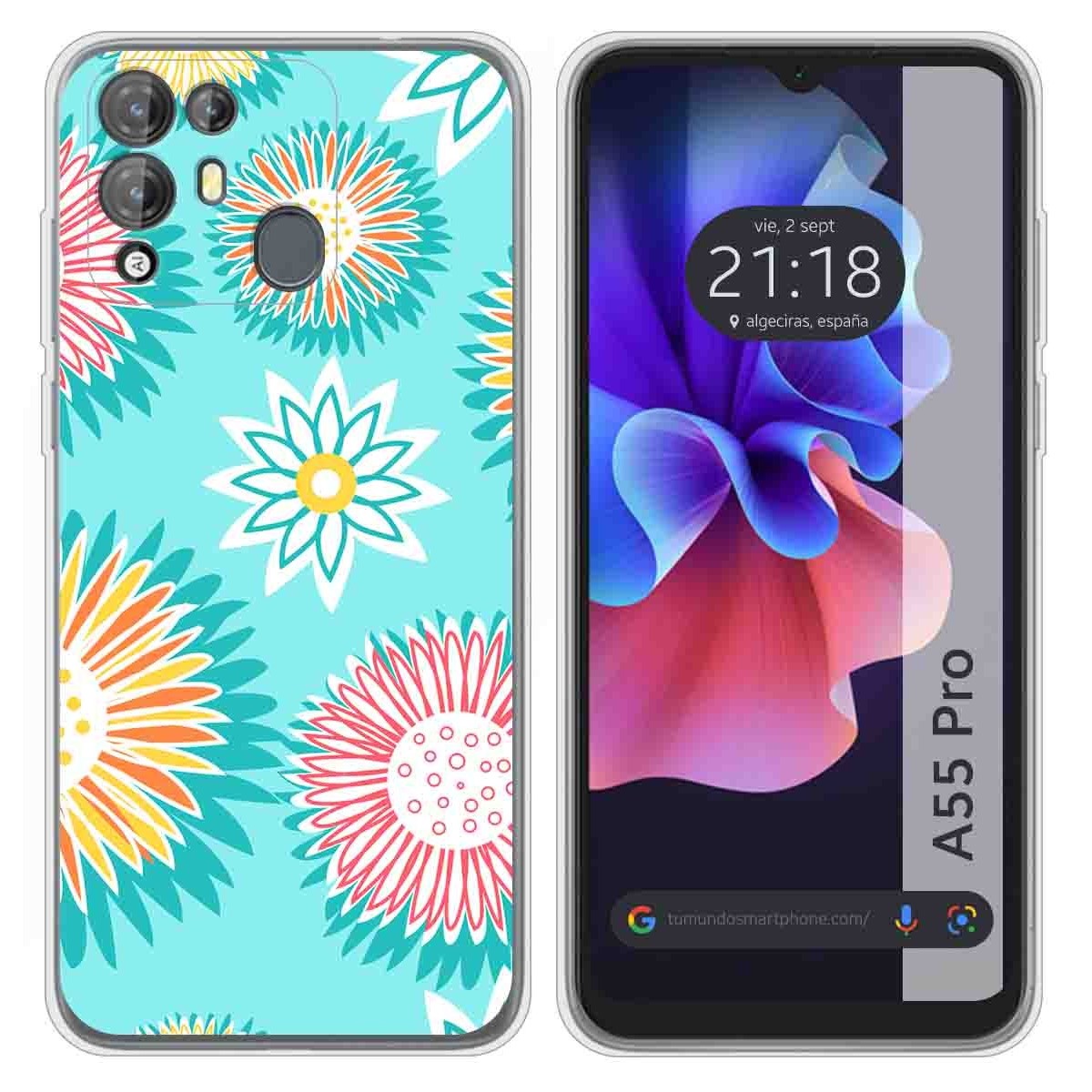 Funda Silicona Transparente para Blackview A55 Pro diseño Flores 05 Dibujos