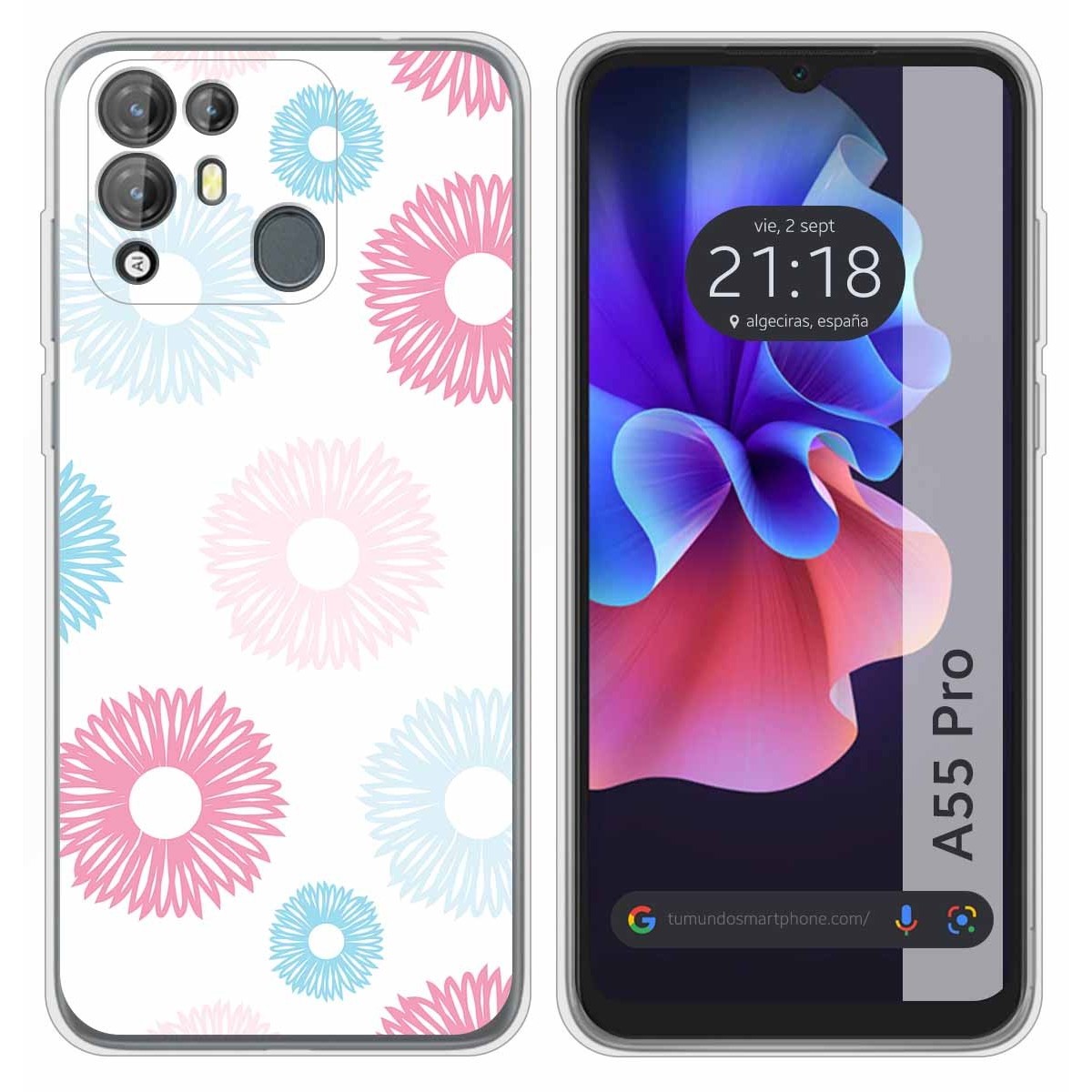 Funda Silicona Transparente para Blackview A55 Pro diseño Flores 06 Dibujos