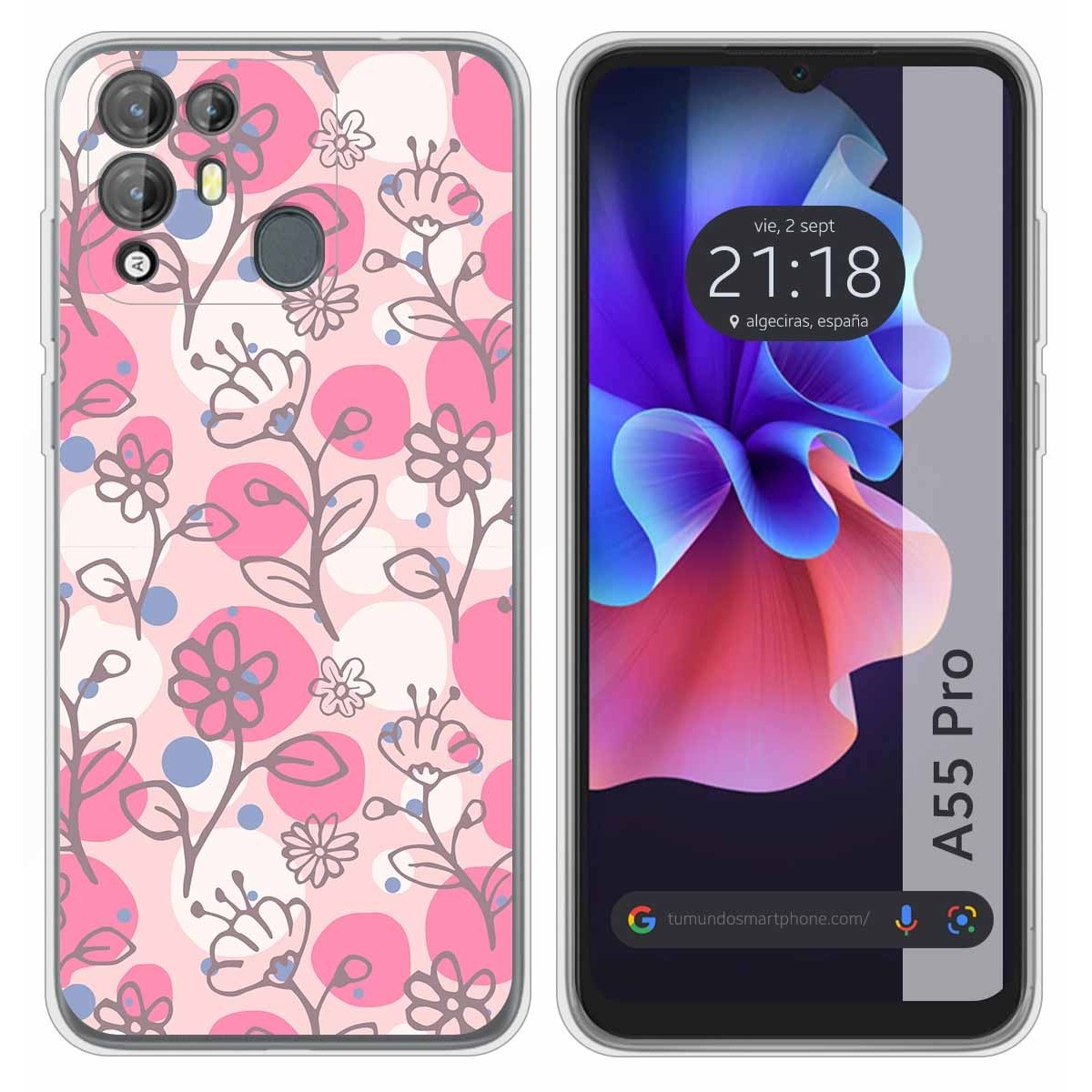 Funda Silicona Transparente para Blackview A55 Pro diseño Flores 07 Dibujos