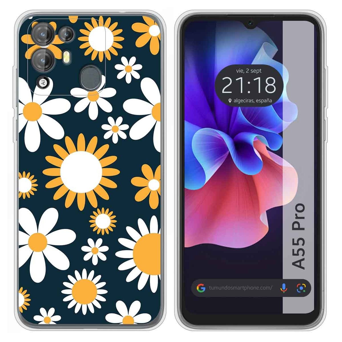 Funda Silicona Transparente para Blackview A55 Pro diseño Flores 08 Dibujos