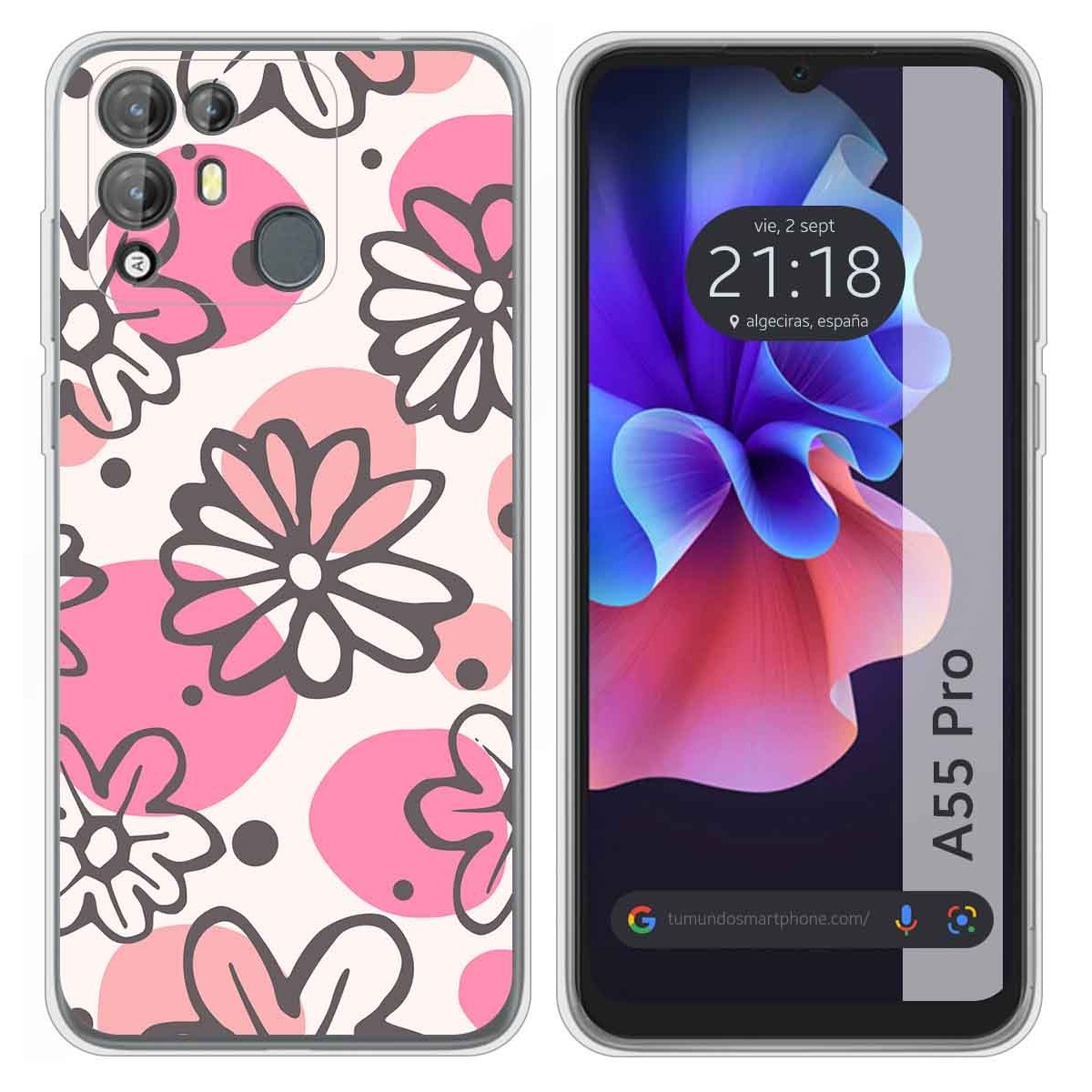 Funda Silicona Transparente para Blackview A55 Pro diseño Flores 09 Dibujos