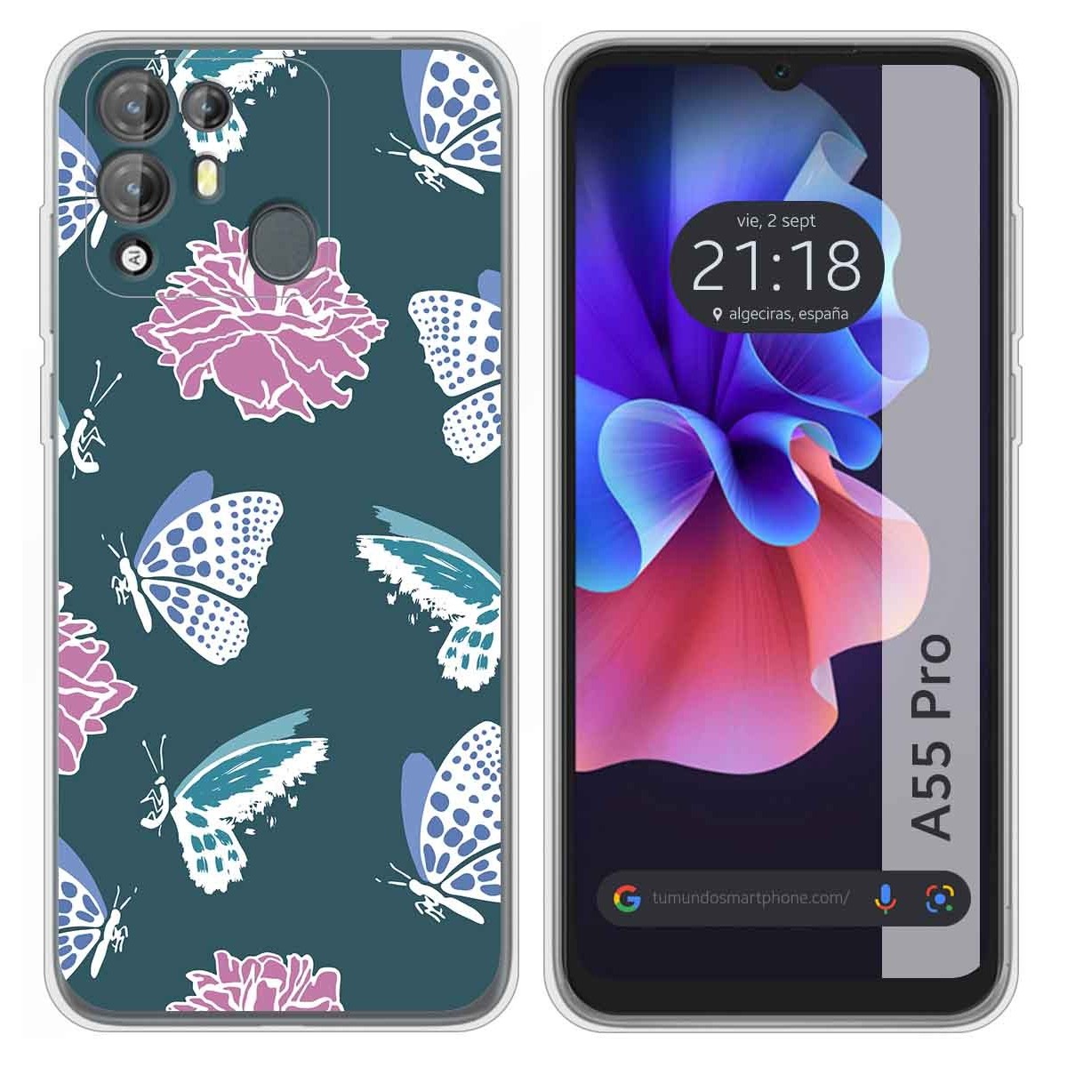 Funda Silicona Transparente para Blackview A55 Pro diseño Flores 10 Dibujos