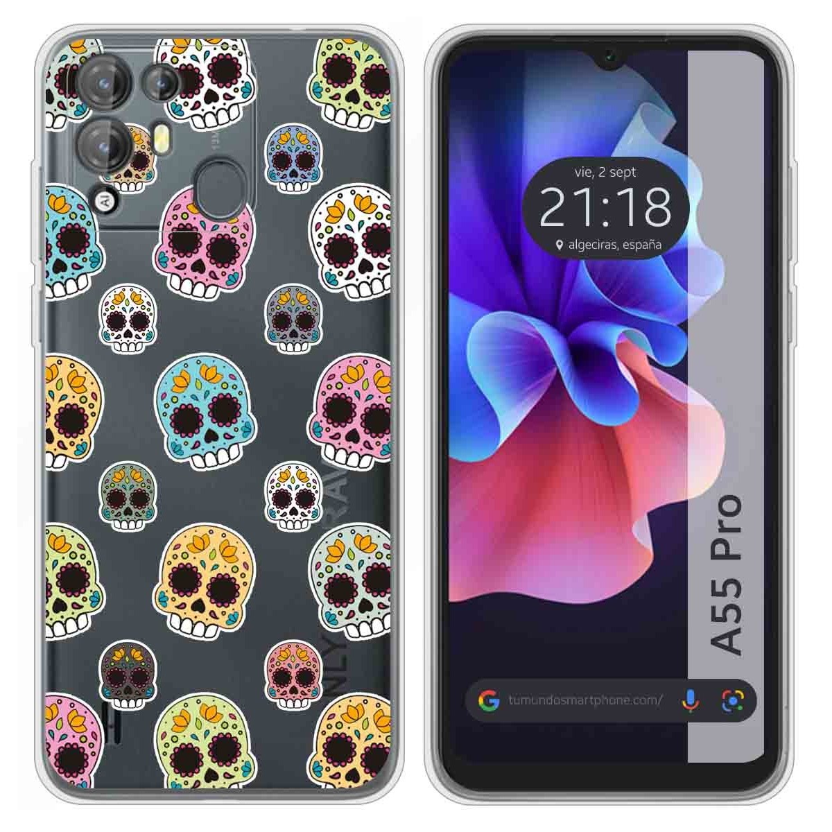 Funda Silicona Transparente para Blackview A55 Pro diseño Catrina Dibujos