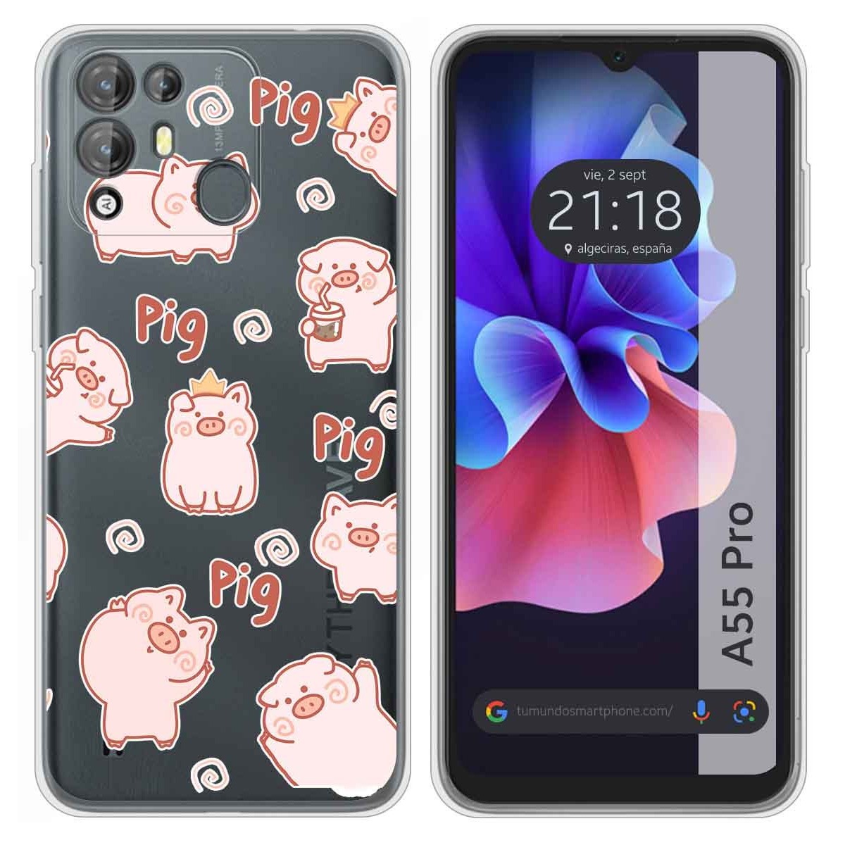 Funda Silicona Transparente para Blackview A55 Pro diseño Cerdos Dibujos