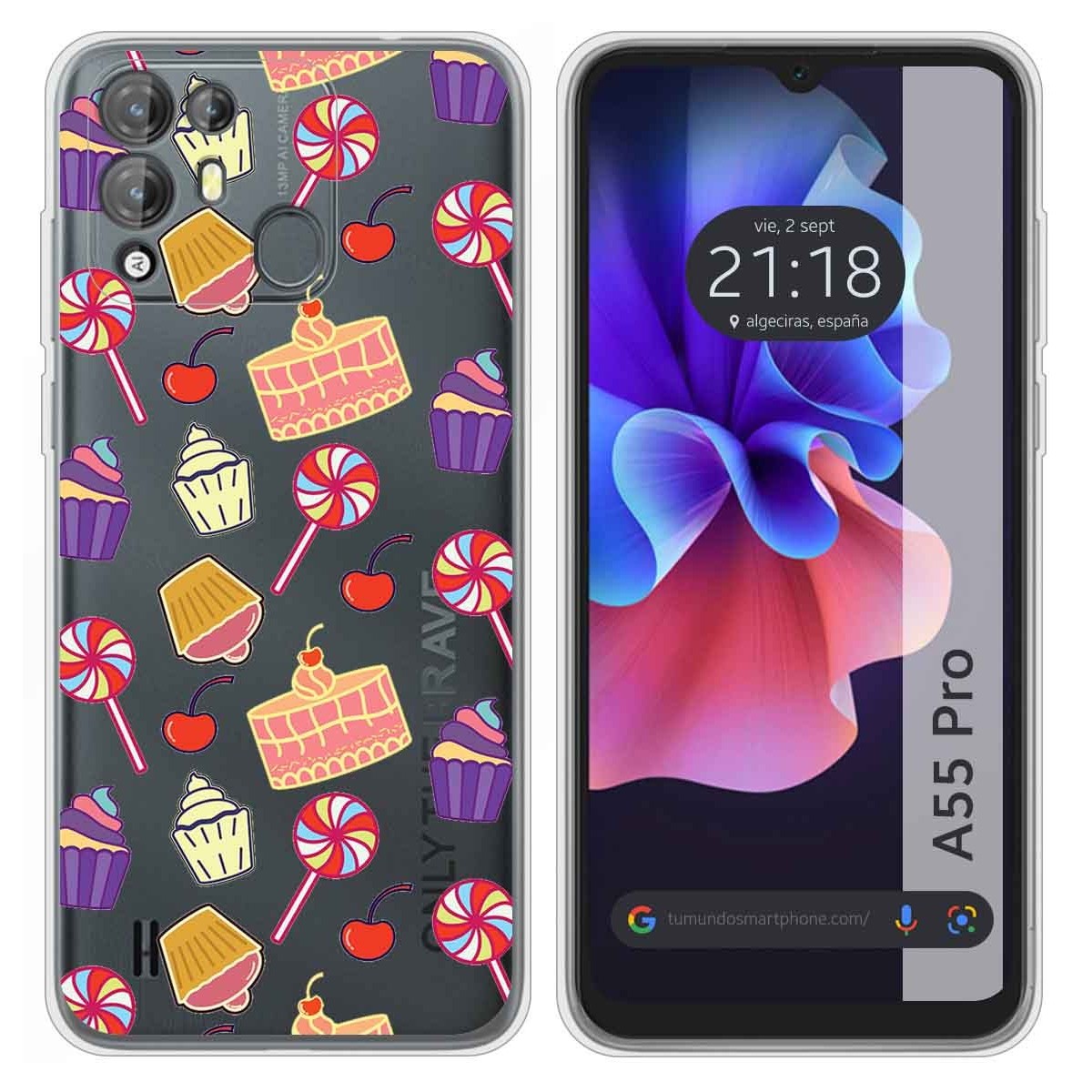 Funda Silicona Transparente para Blackview A55 Pro diseño Dulces 01 Dibujos