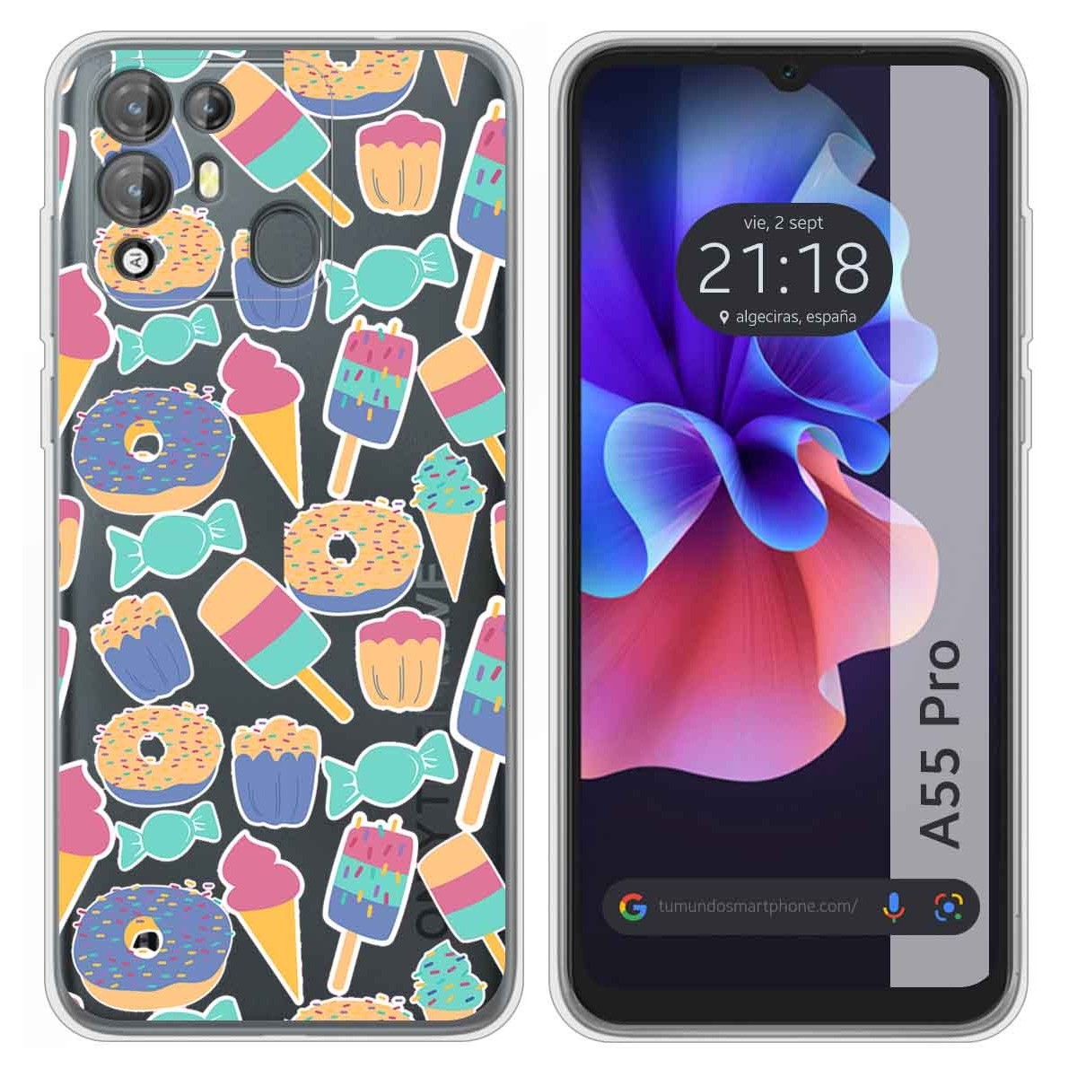 Funda Silicona Transparente para Blackview A55 Pro diseño Dulces 02 Dibujos