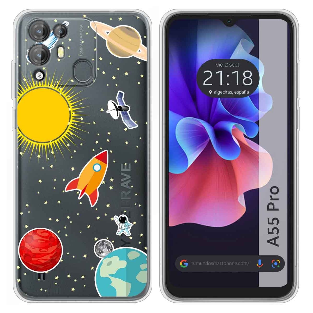 Funda Silicona Transparente para Blackview A55 Pro diseño Espacio Dibujos