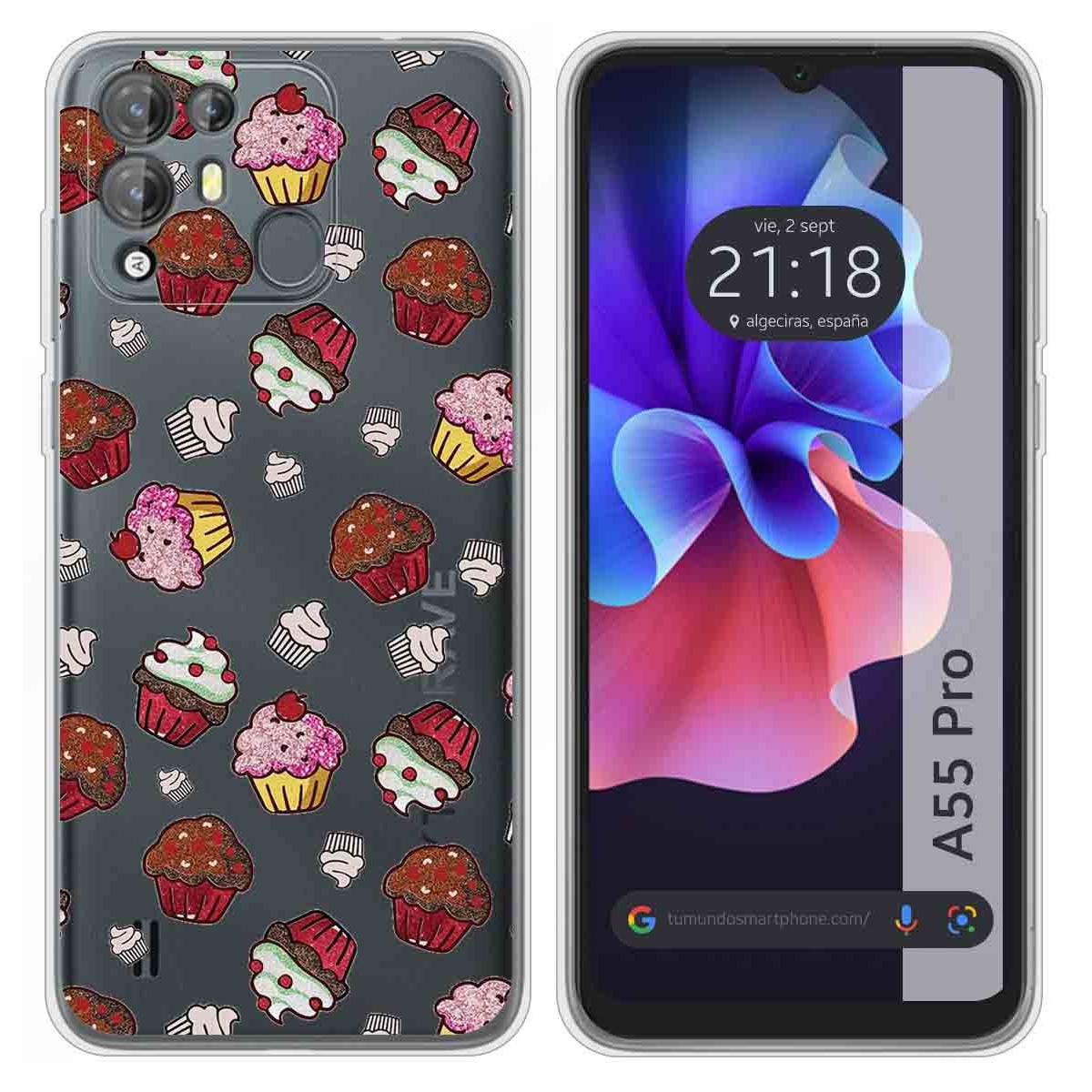 Funda Silicona Transparente para Blackview A55 Pro diseño Muffins Dibujos