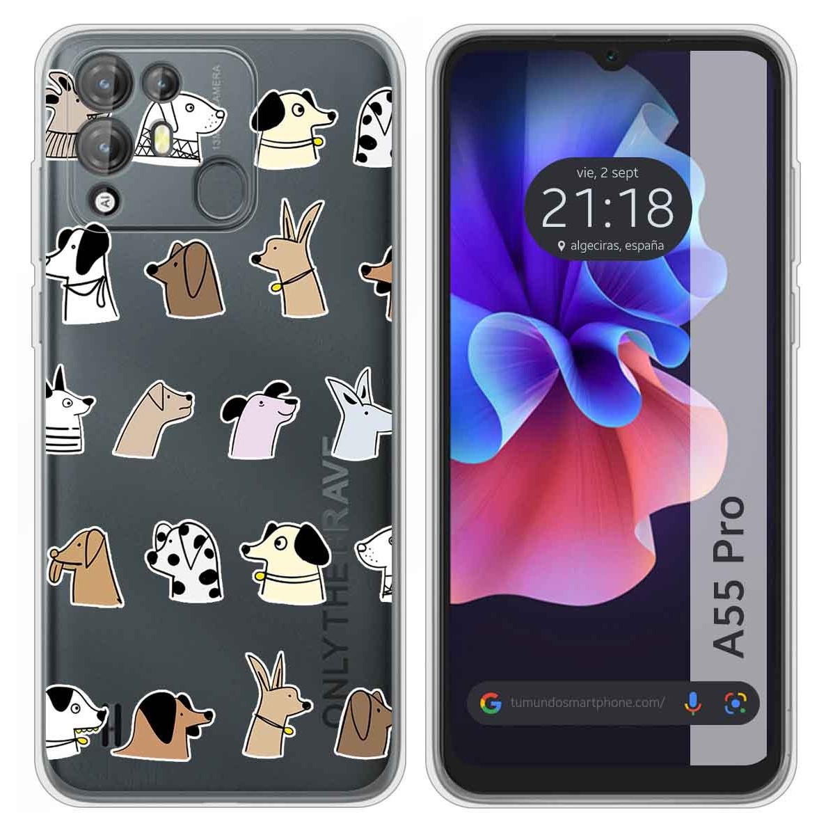 Funda Silicona Transparente para Blackview A55 Pro diseño Perros Dibujos