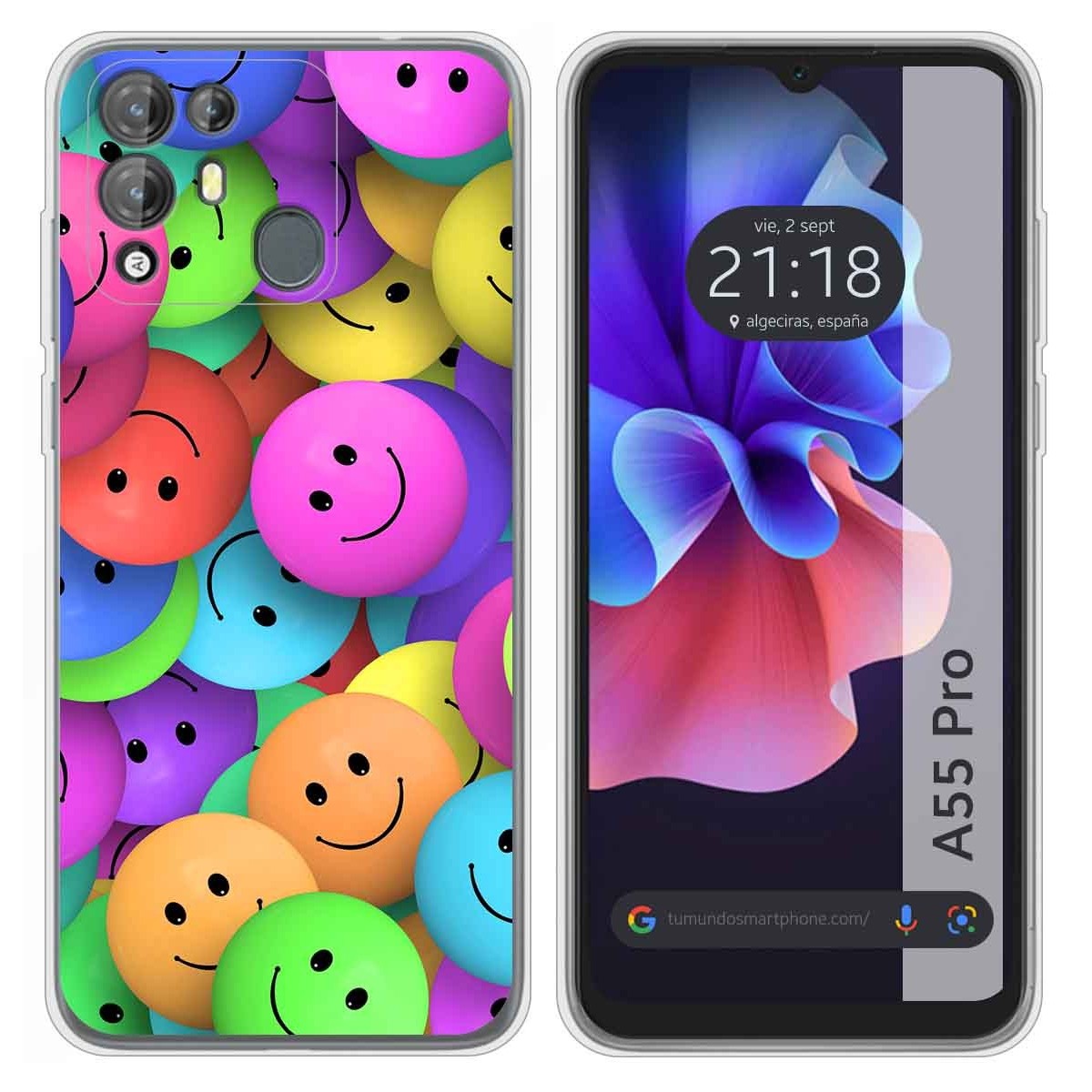 Funda Silicona Transparente para Blackview A55 Pro diseño Smile Dibujos