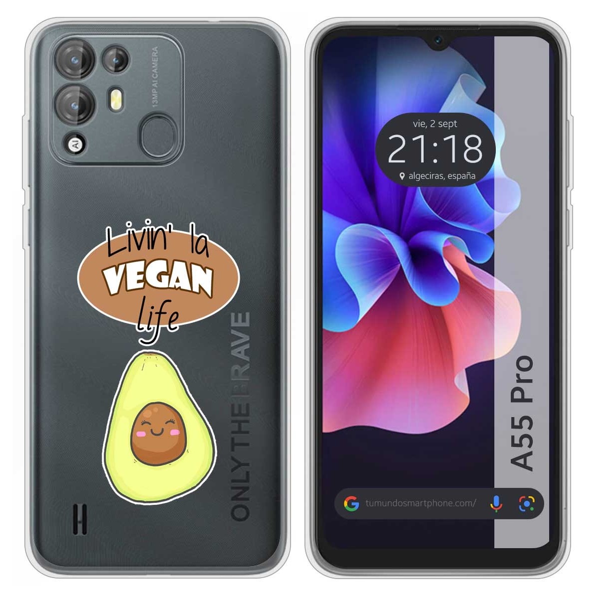 Funda Silicona Transparente para Blackview A55 Pro diseño Vegan Life Dibujos