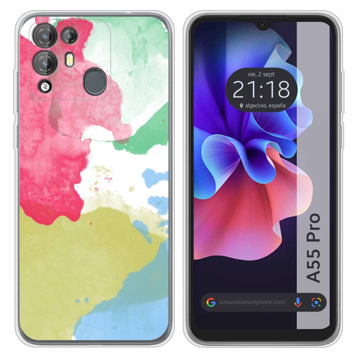 Funda Silicona Transparente para Blackview A55 Pro diseño Acuarela 02 Dibujos