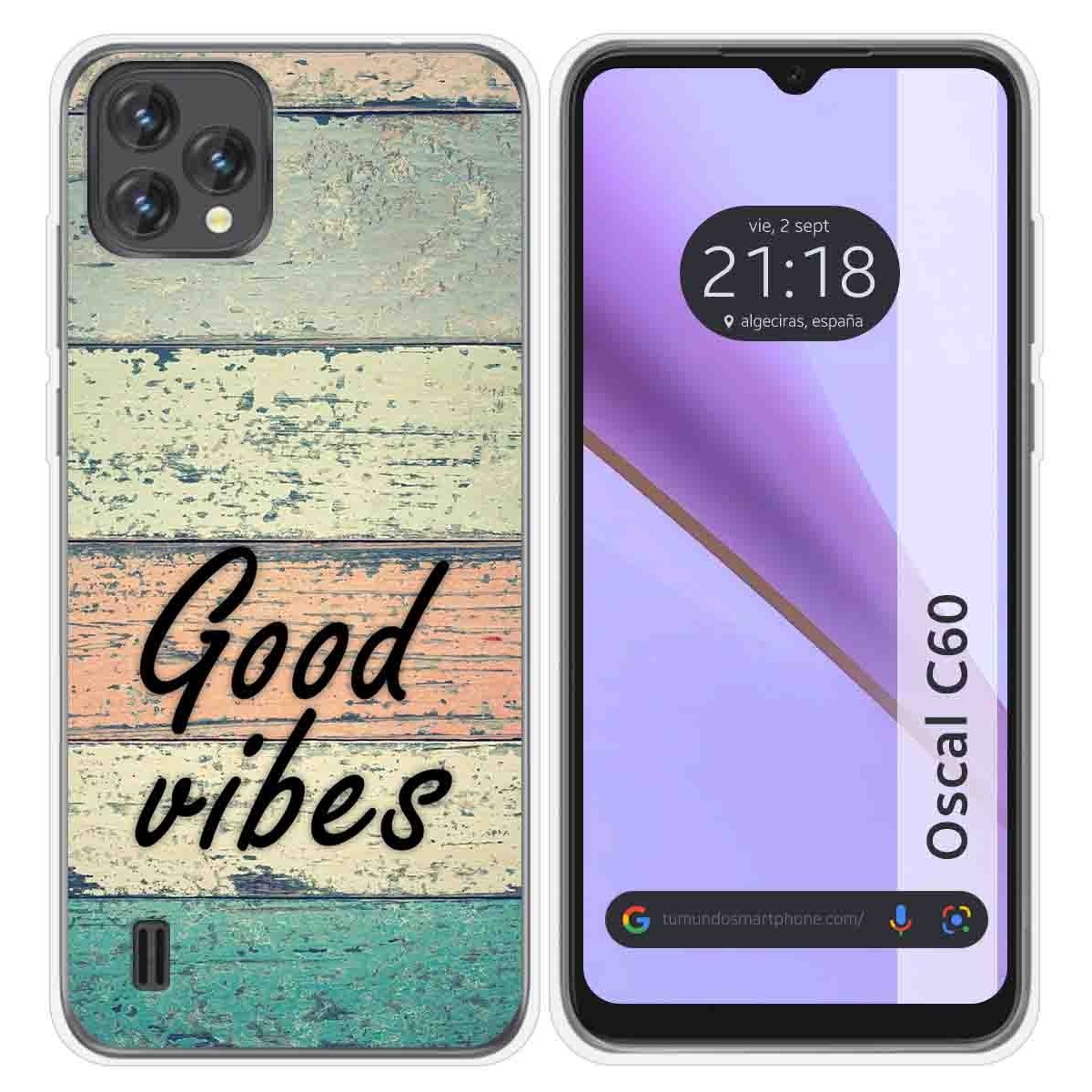 Funda Silicona para Blackview Oscal C60 diseño Madera 01 Dibujos