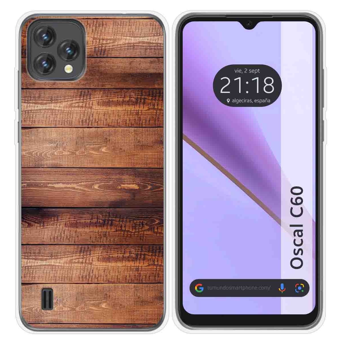 Funda Silicona para Blackview Oscal C60 diseño Madera 02 Dibujos