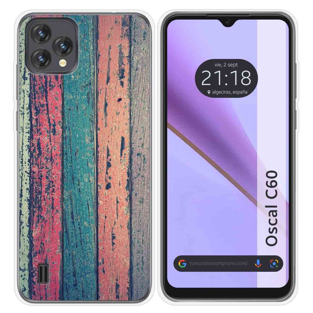 Funda Silicona para Blackview Oscal C60 diseño Madera 10 Dibujos