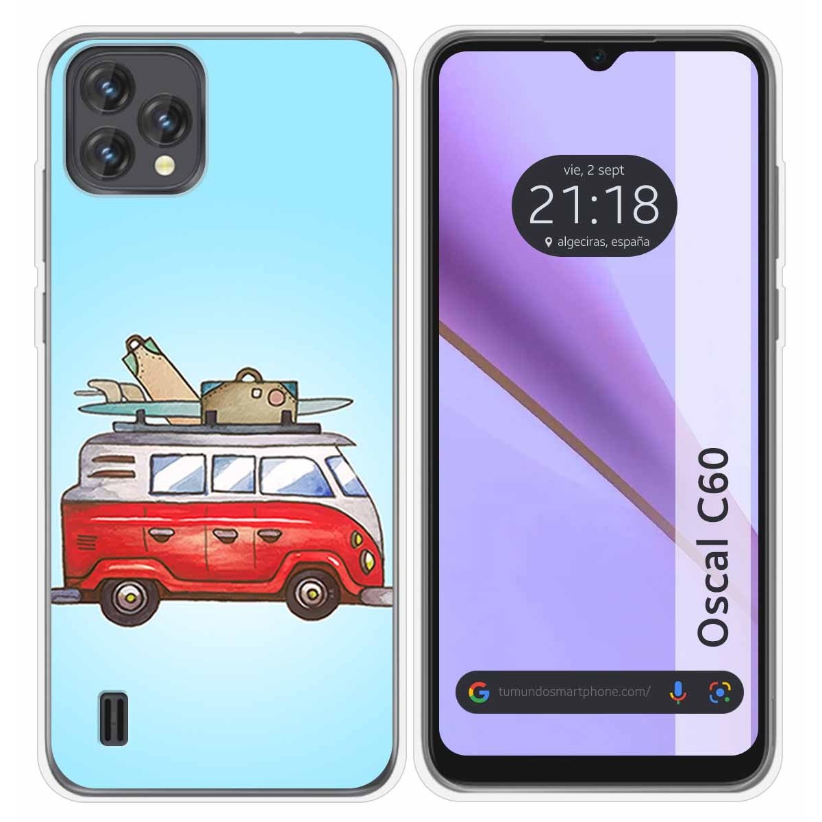 Funda Silicona para Blackview Oscal C60 diseño Furgoneta Dibujos