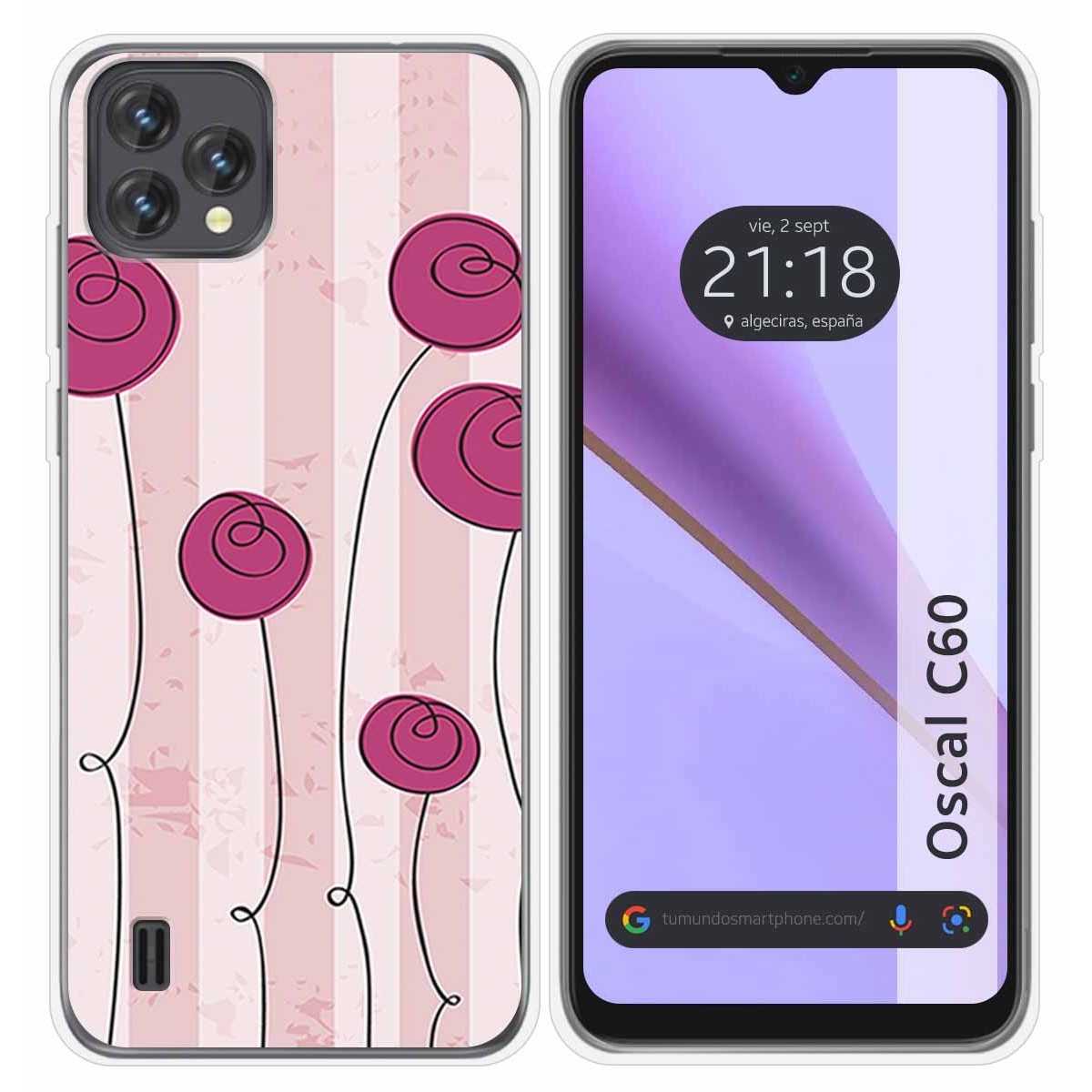 Funda Silicona para Blackview Oscal C60 diseño Flores Vintage Dibujos