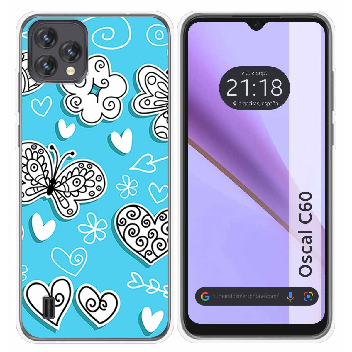 Funda Silicona para Blackview Oscal C60 diseño Mariposas Dibujos