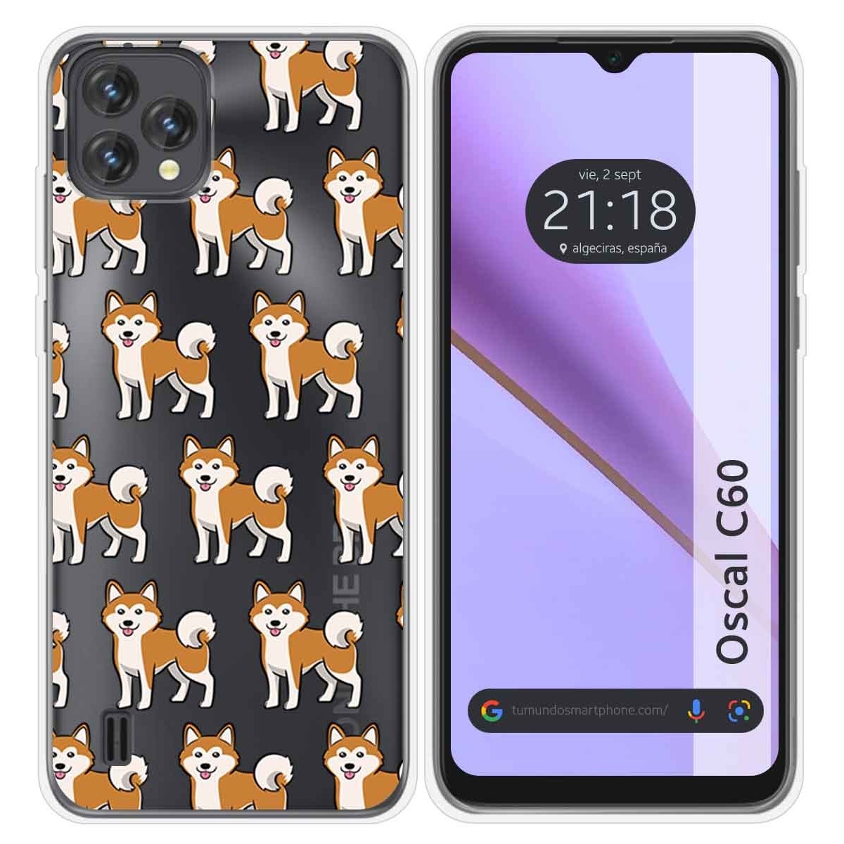 Funda Silicona Transparente para Blackview Oscal C60 diseño Perros 08 Dibujos