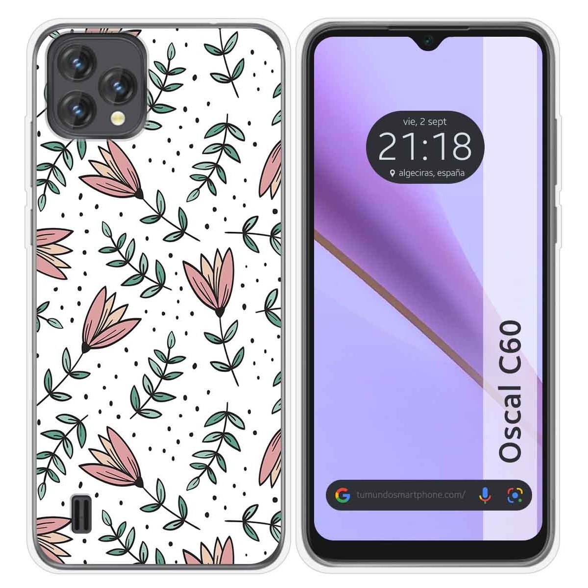 Funda Silicona Transparente para Blackview Oscal C60 diseño Flores 01 Dibujos