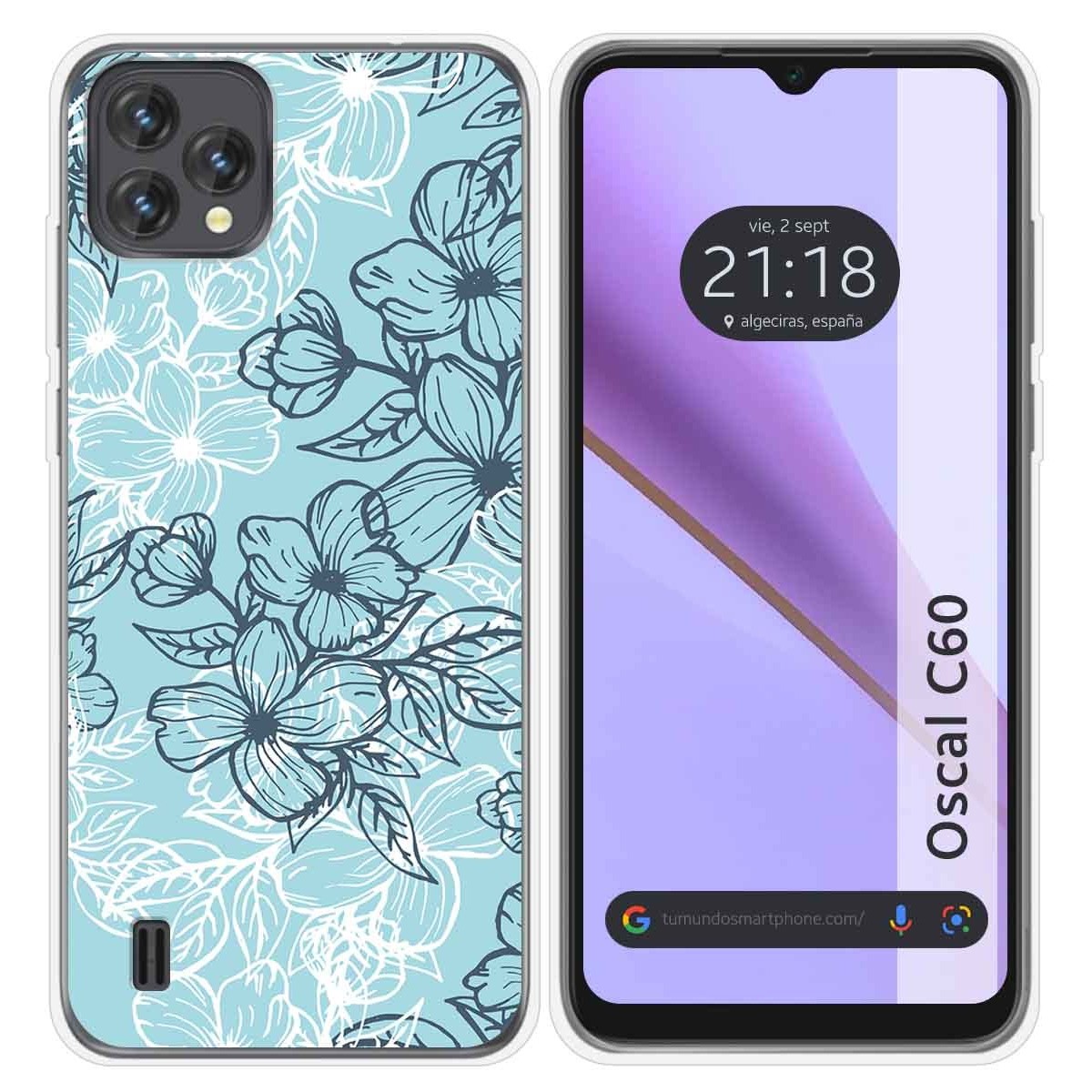 Funda Silicona Transparente para Blackview Oscal C60 diseño Flores 03 Dibujos